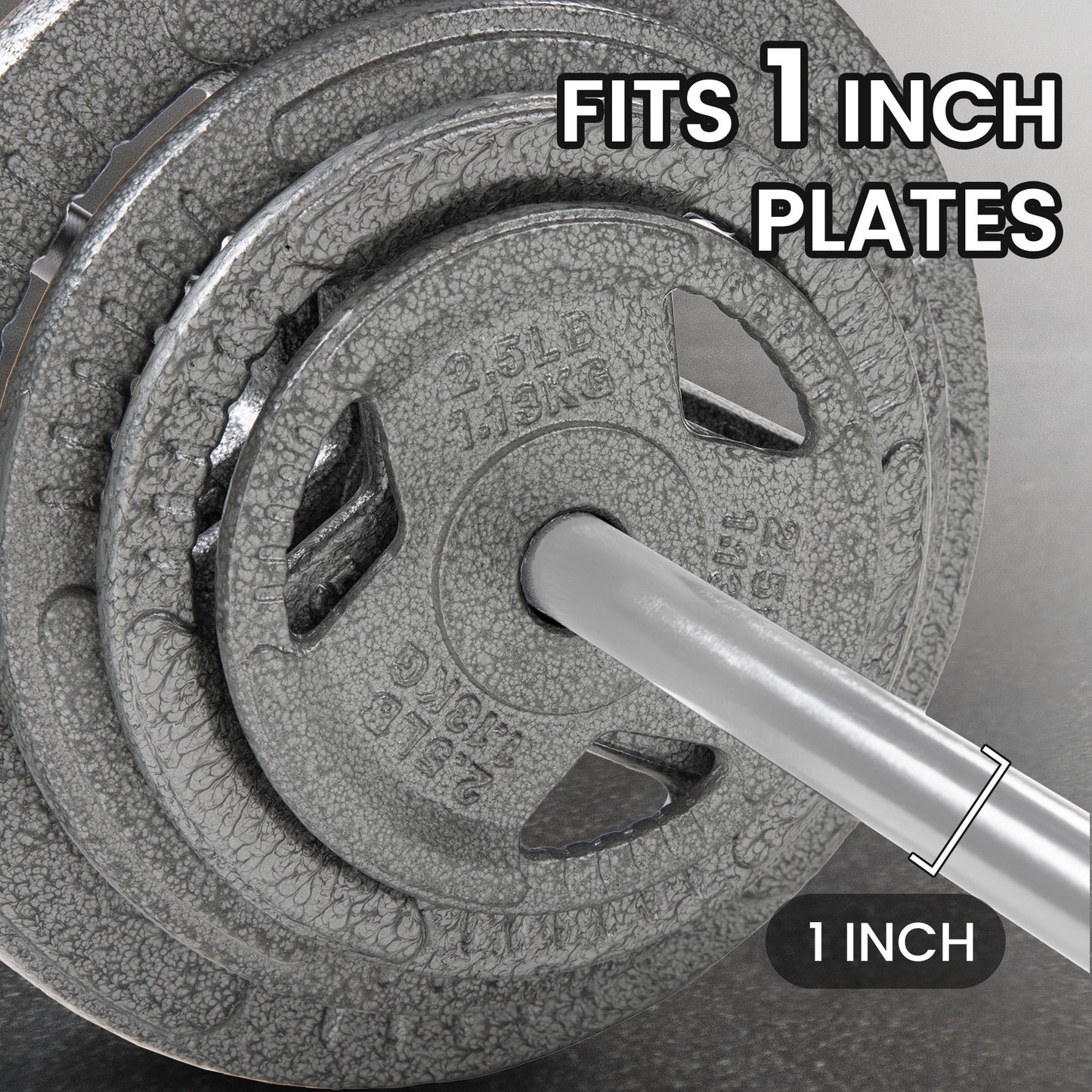 Standard Weightlifting Barbell,Chrome Plated Solid Steel Bar, 5FT/6FT/7FT, 300LB Capacity,With Knurled Grip , for Powerlifting, Strength Training,Home Gym Workouts,Multiple Size