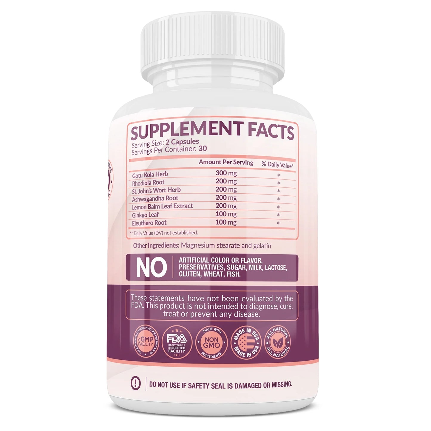 Happy Pills Supplement | Helps Boost Dopamine, Mood - Serotonin Support, Relieve Stress, Calm Relaxation Enhancer, PMS Supplements, for Women & Men | 60 Capsules