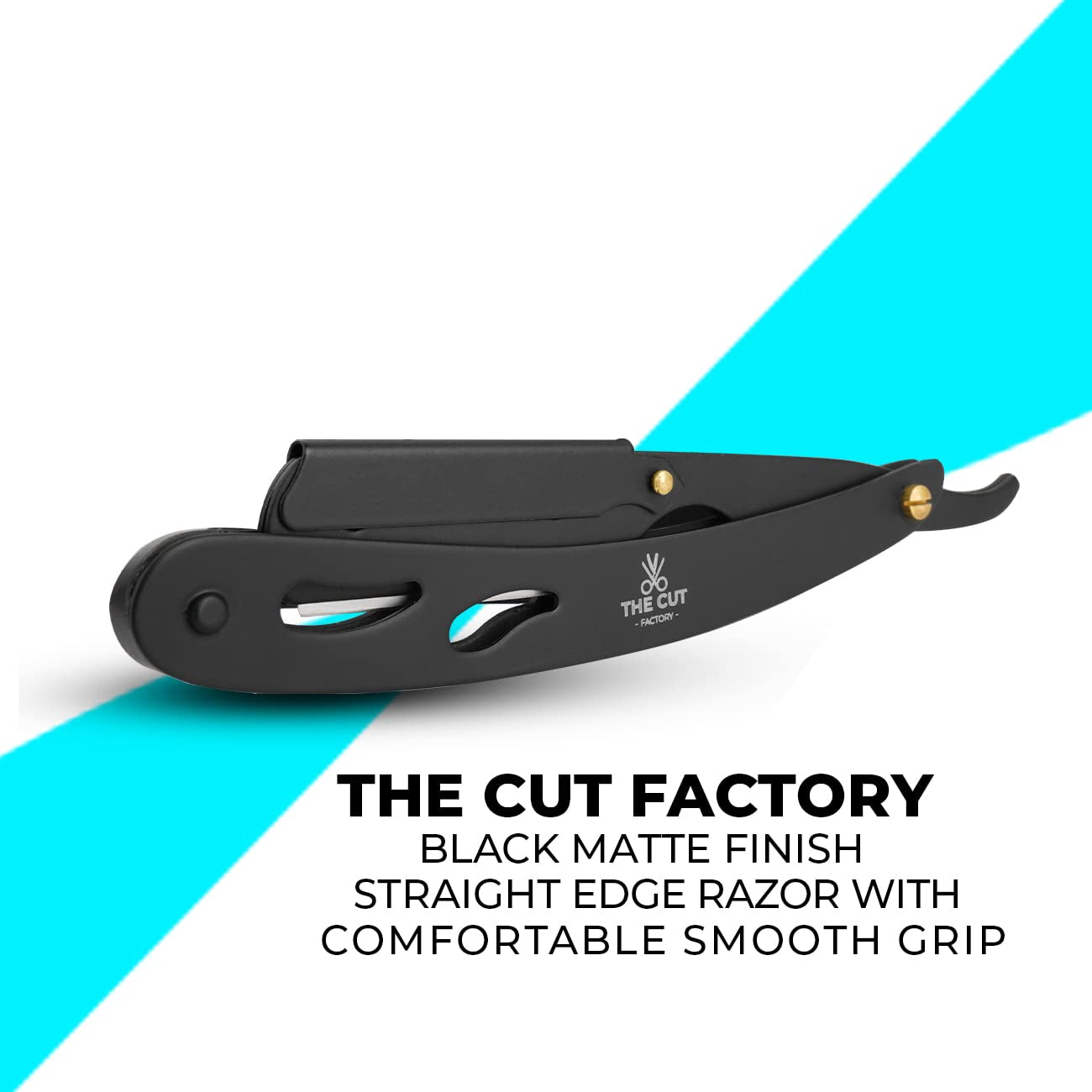 The Cut Factory® Straight Razor for Men Professional Barber Straight Edge Razor for Comfortable Smooth Shave. Gift Box Leather Pouch 20 Single Edge Blades. Our Blades Never Fall