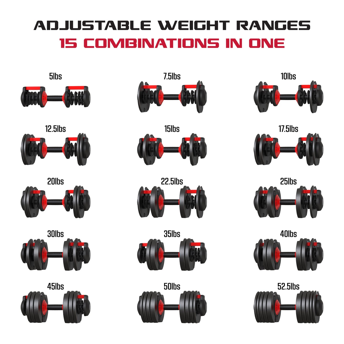 Adjustable Dumbbells, 52.5Lb Smartbell Dumbbell Set with Quick-Select Weights for Home Gym