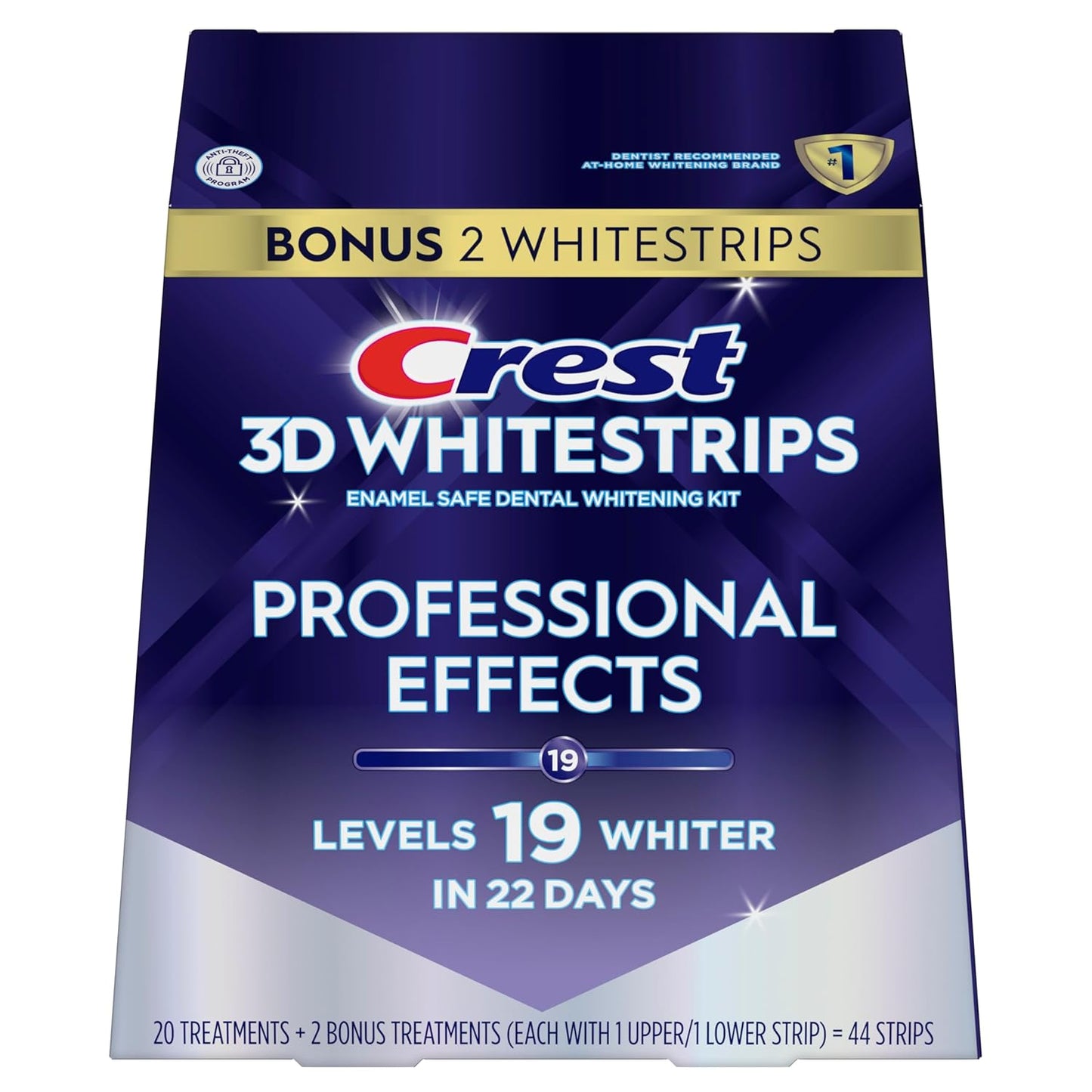 3D Whitestrips Professional Effects – Teeth Whitening Kit, 22 Treatments (20 + 2 Bonus), Each with 1 Upper/1Lower, 44 Strips – 3Dwhite Teeth Whitening Strips