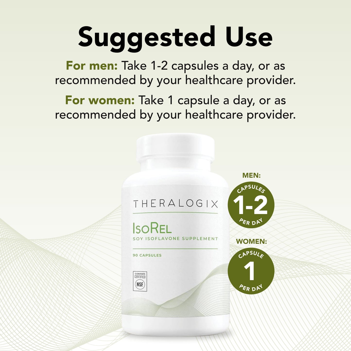 Isorel Whole Soybean Extract Supplement - 90-Day Supply - Menopause Support to Aid Hot Flashes - Prostate Health Support for Men - NSF Certified - 90 Capsules