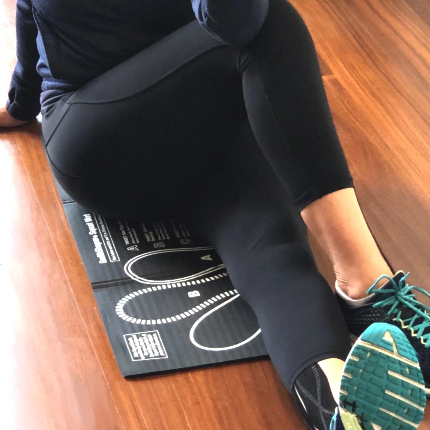 Squat Mat Exercise Kneeling Pad | 30.75-Inch Mat for Leg Muscle Targeting | Folds to 0.9-In. Thick Knee Pad - Ab Rollouts - Knee Pushups | Cushion Elbows - Planks | Black