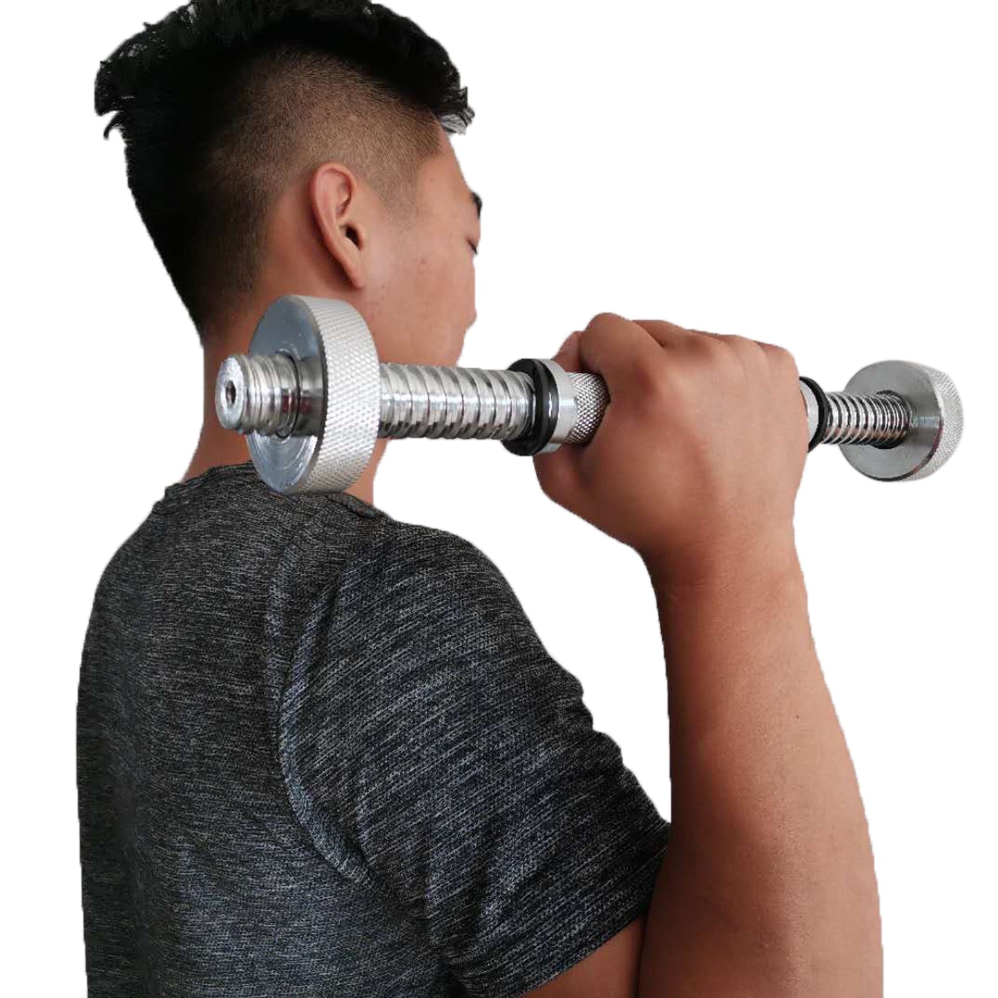 14" Standard Threaded Chrome Dumbbell Handles with round Collars, Pair