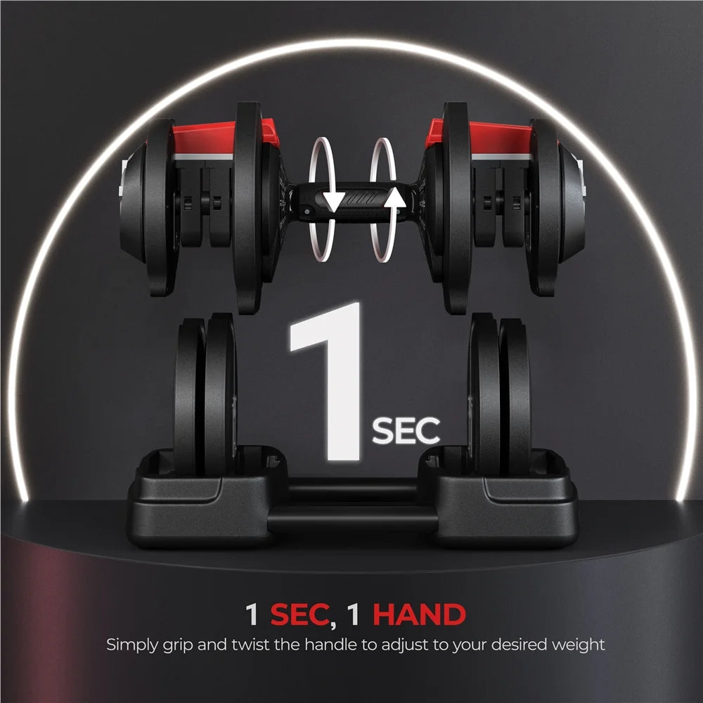 40Lbs Adjustable Dumbbell Weight Set with Anti-Slip Handle, Black