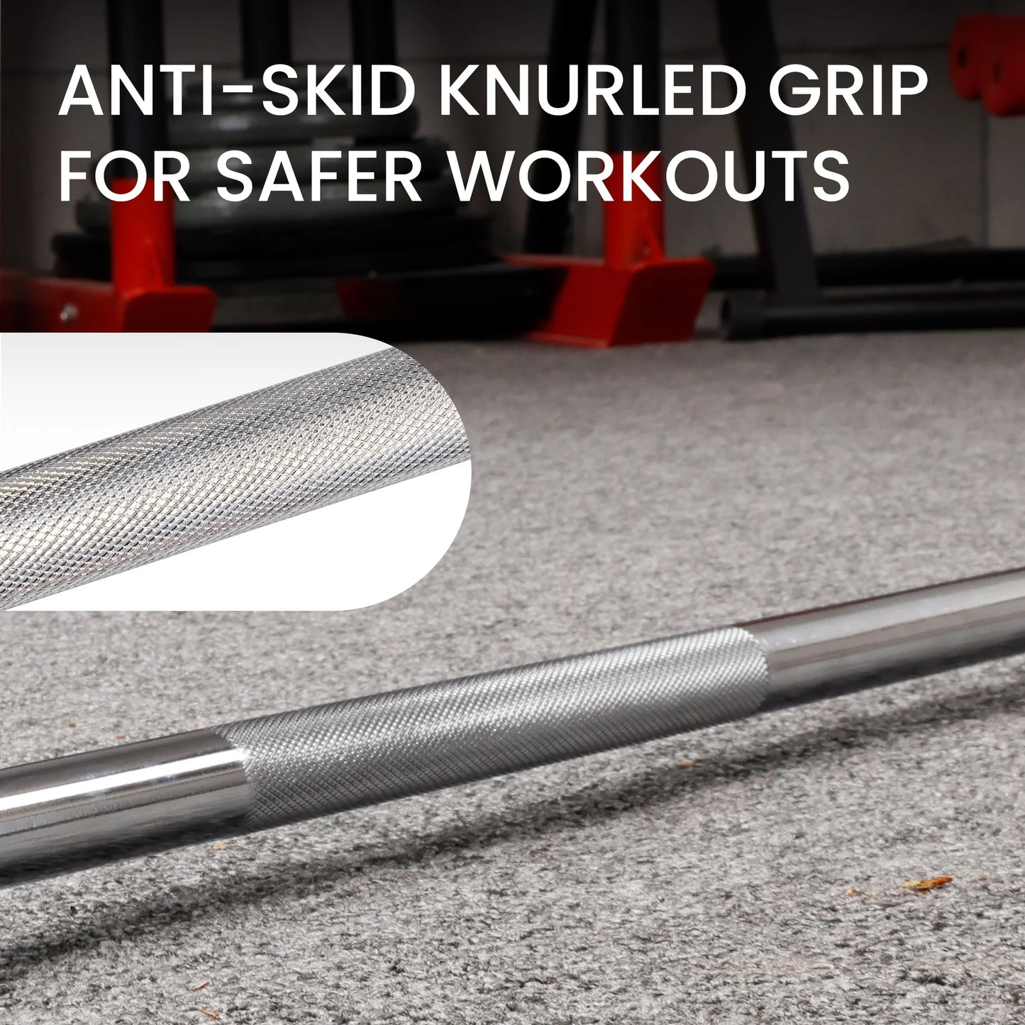Standard Weightlifting Barbell,Chrome Plated Solid Steel Bar, 5FT/6FT/7FT, 300LB Capacity,With Knurled Grip , for Powerlifting, Strength Training,Home Gym Workouts,Multiple Size