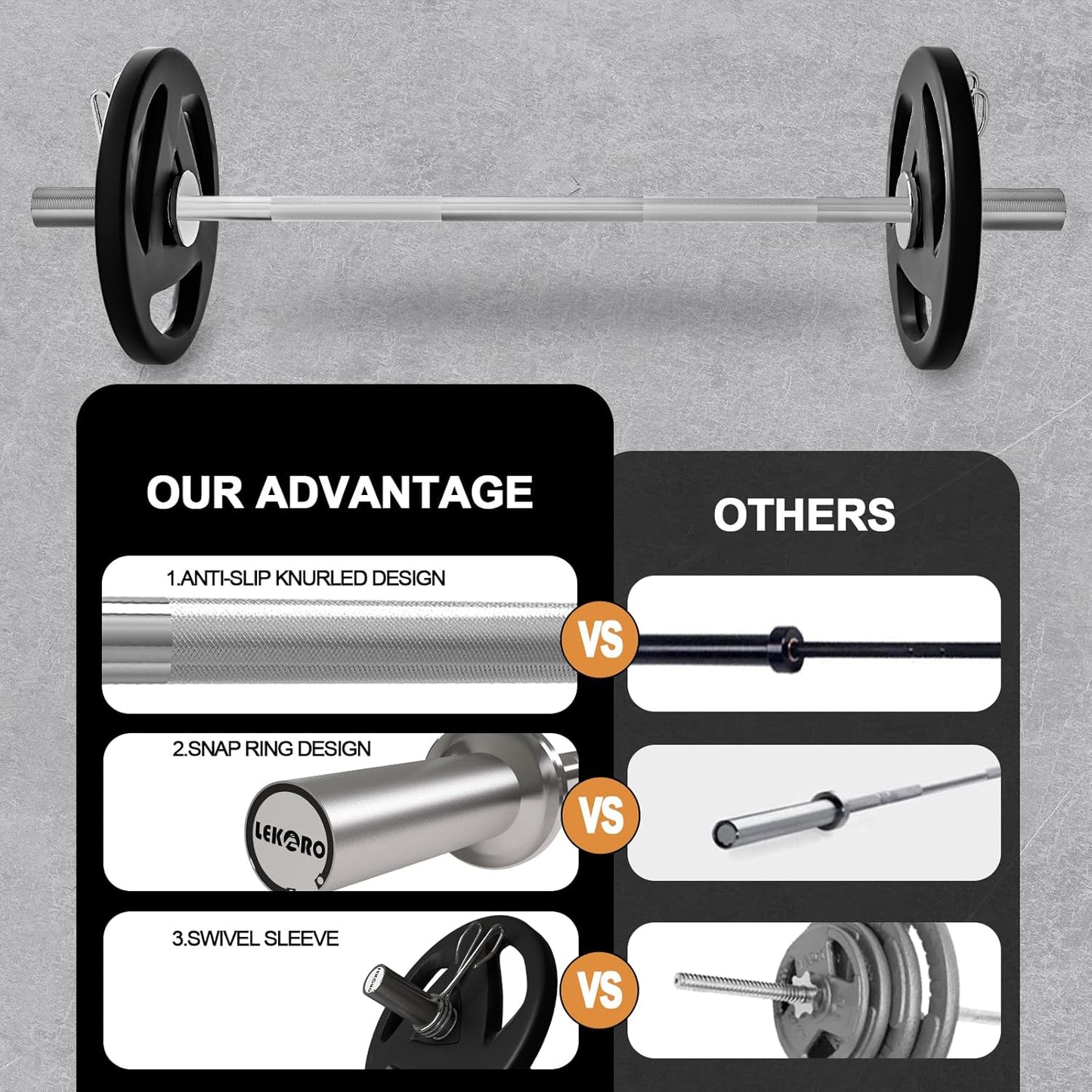 Barbell Bar, 48-Inch , Fits 2-Inch Weight Plates, (350LBS Weight Capacity)