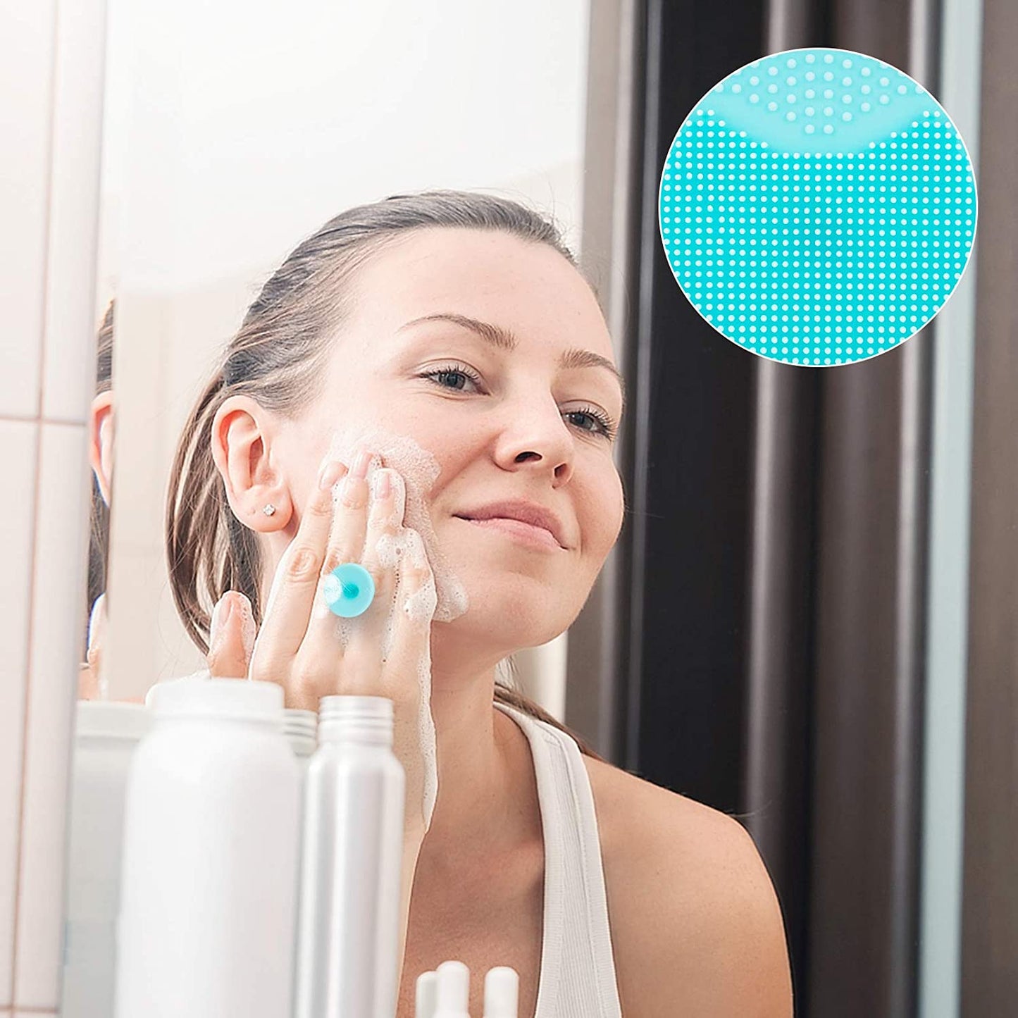 4 Pack Face Scrubber, Soft Silicone Facial Cleansing Brush Face Exfoliator Blackhead Acne Pore Pad Cradle Cap Face Wash Brush for Deep Cleaning Skin Care