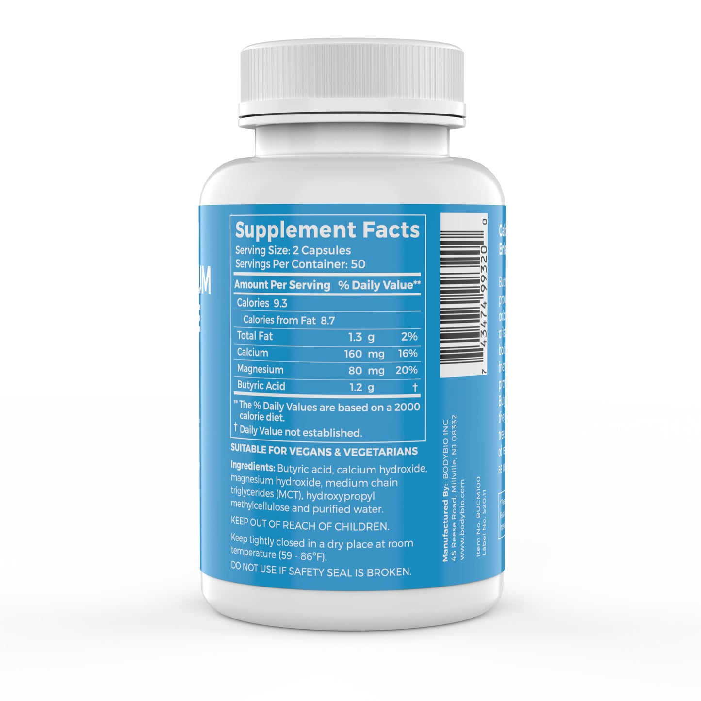 - Butyrate Gut Health Supplement 100 Calcium Magnesium Capsules
