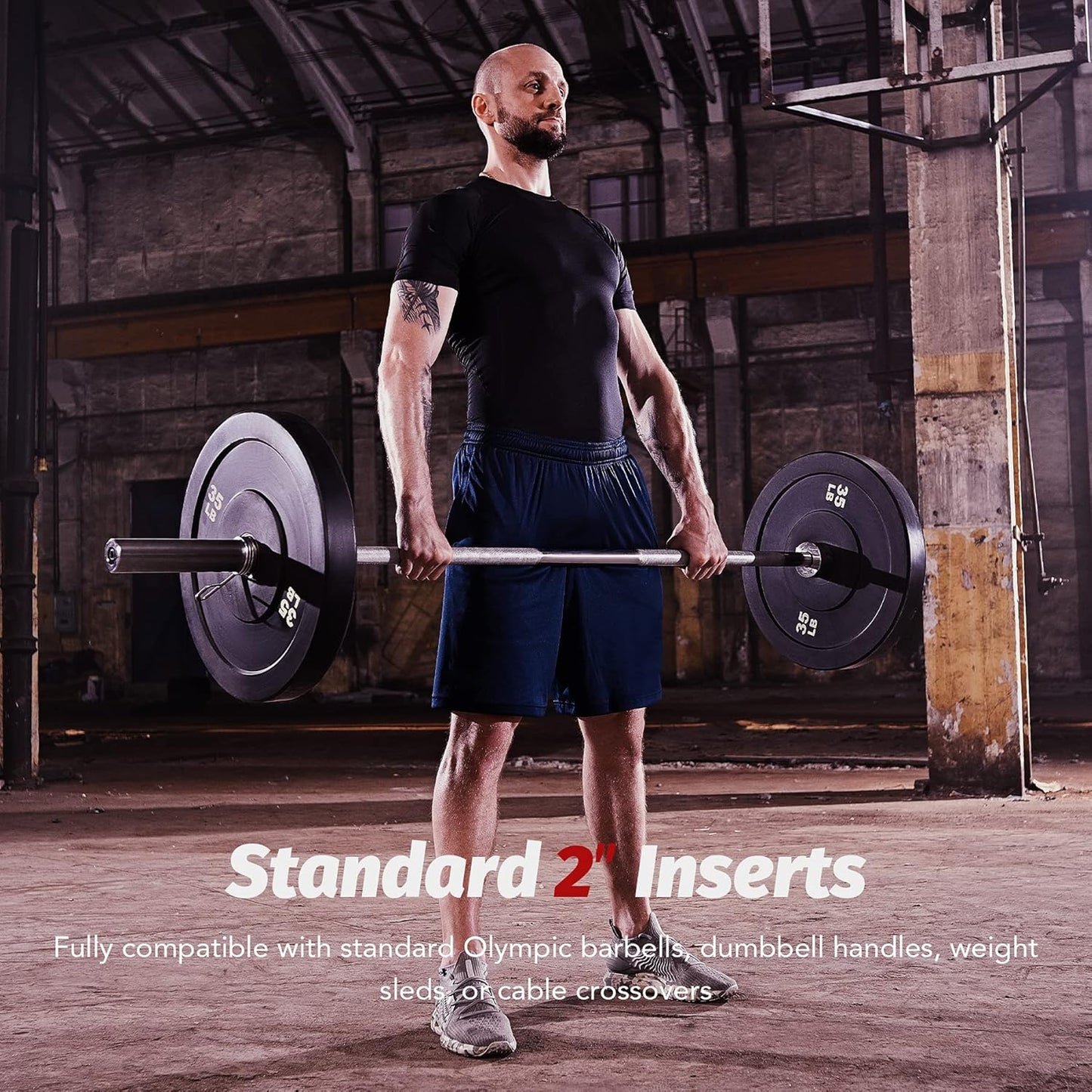 Weight Plate Set of 2, Twin 2" Bumper Plates for Strength and Training Fitness, Olympic Weight Set with Rubber Barbell Dumbbell Plates Stainless Steel Inserts for Pro or Home Gyms