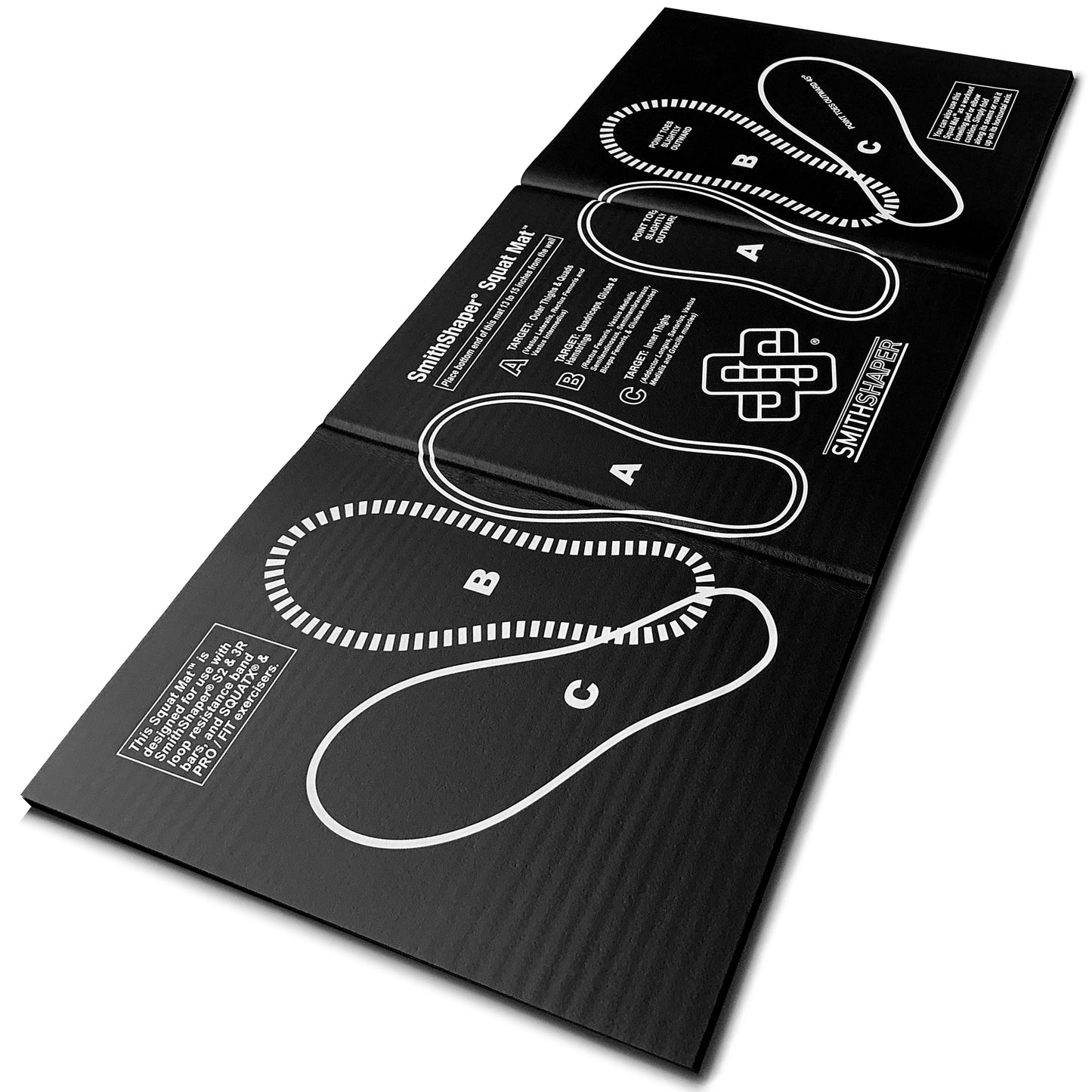 Squat Mat Exercise Kneeling Pad | 30.75-Inch Mat for Leg Muscle Targeting | Folds to 0.9-In. Thick Knee Pad - Ab Rollouts - Knee Pushups | Cushion Elbows - Planks | Black
