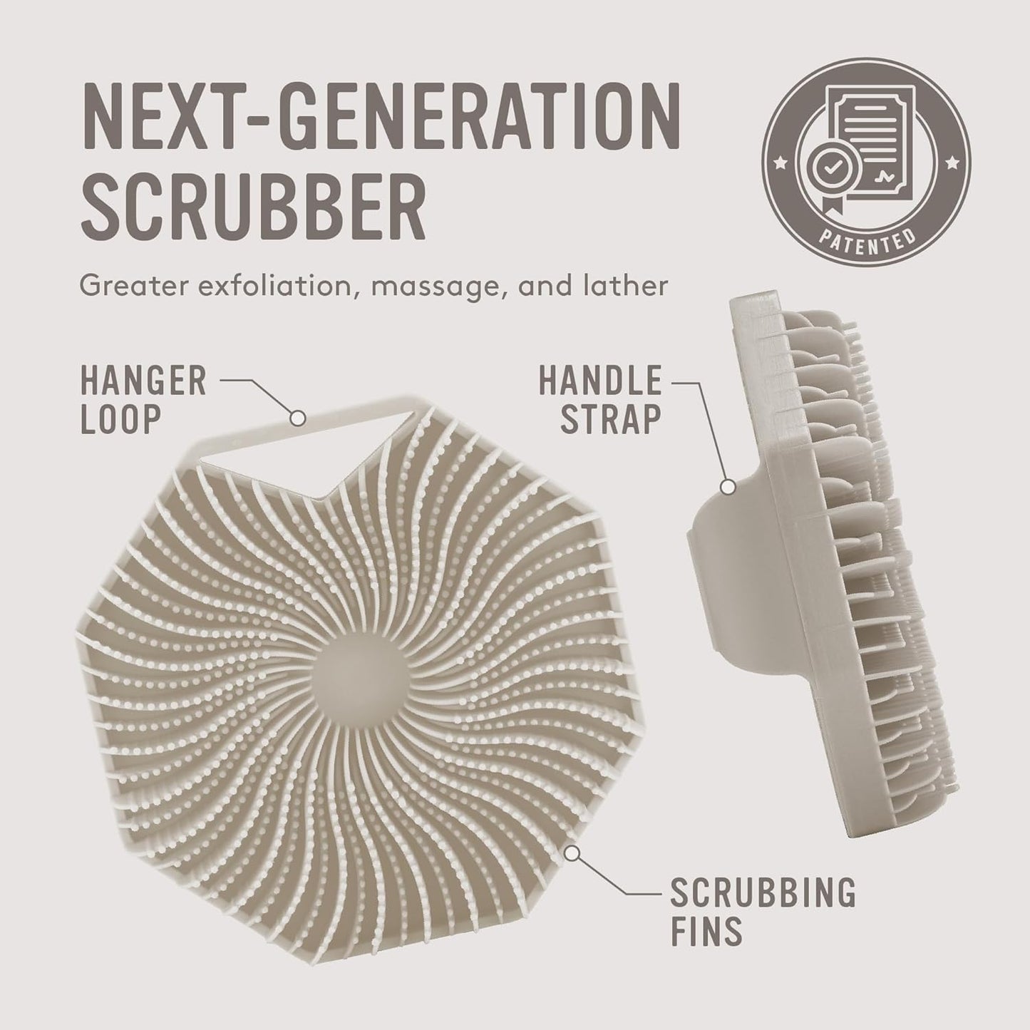 ® Antimicrobial Silicone Body Scrubber, Exfoliating Body Scrubber for Sensitive Skin, Eco Friendly Shower Scrubber for Body, Silicone Body Brush for Showering, Clay