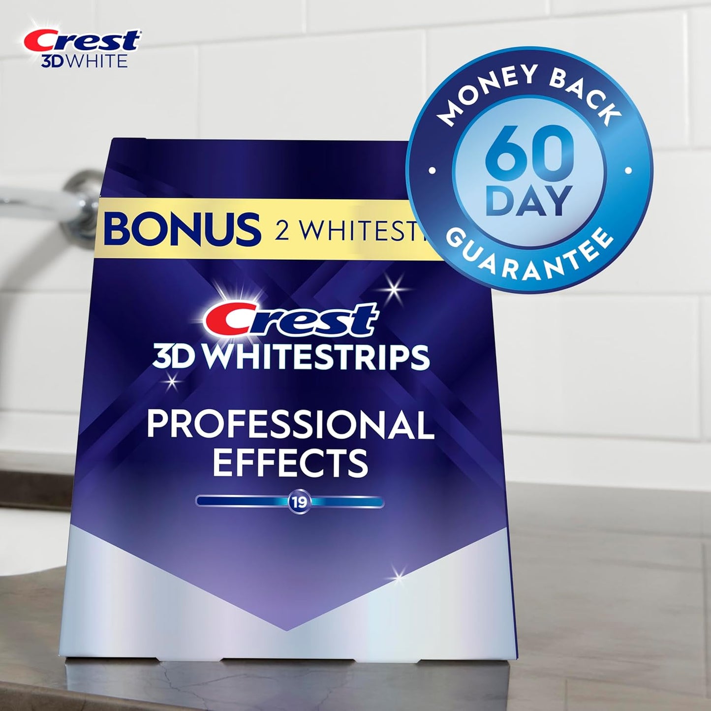 3D Whitestrips Professional Effects – Teeth Whitening Kit, 22 Treatments (20 + 2 Bonus), Each with 1 Upper/1Lower, 44 Strips – 3Dwhite Teeth Whitening Strips