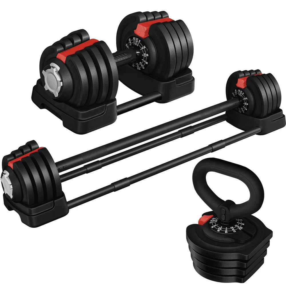 40Lbs Adjustable Dumbbell Weight Set with Anti-Slip Handle, Black