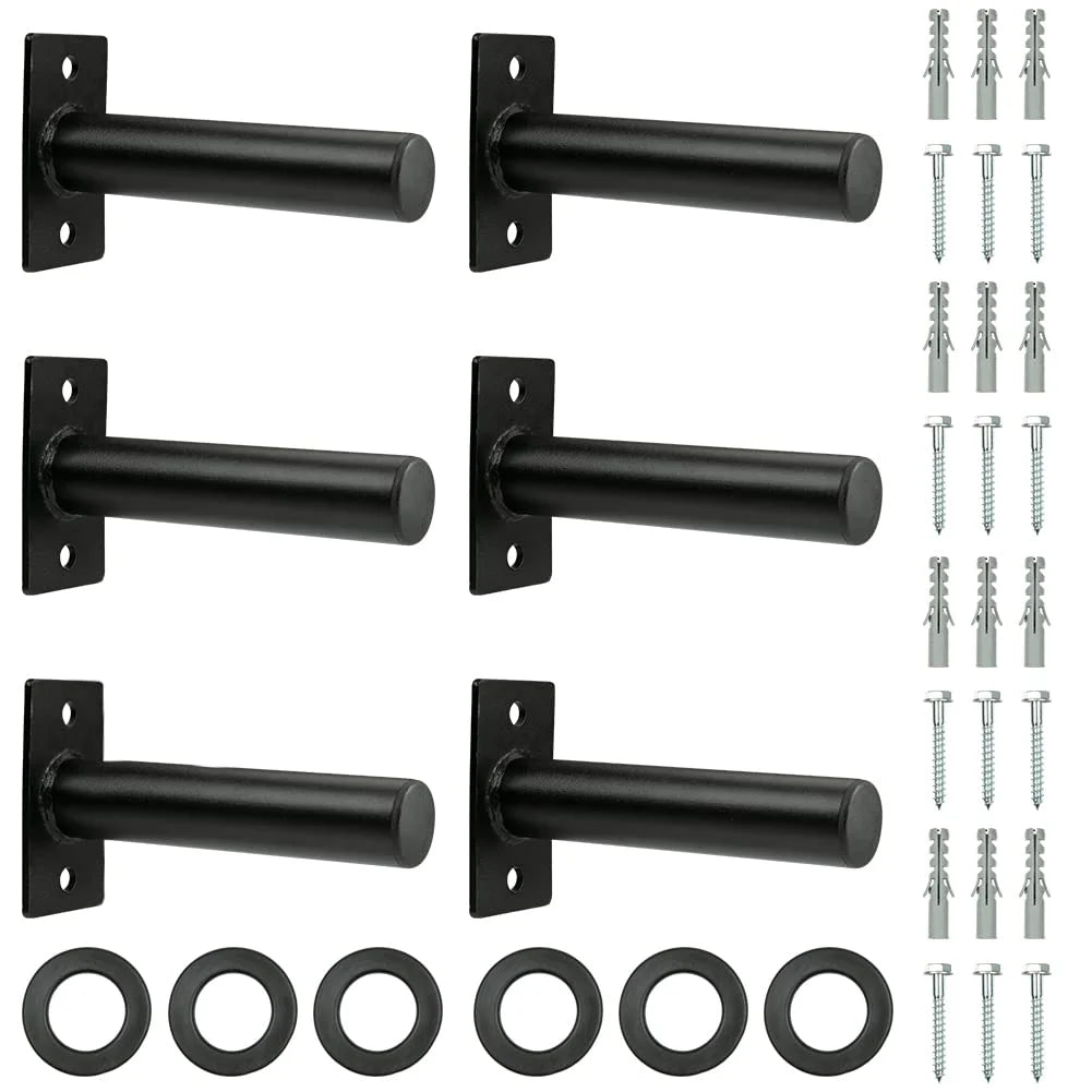 6PCS Olympic Plate Wall Rack – Heavy-Duty 2-Inch Weight Plate Storage, 300Lb Capacity for Home and Commercial Gyms