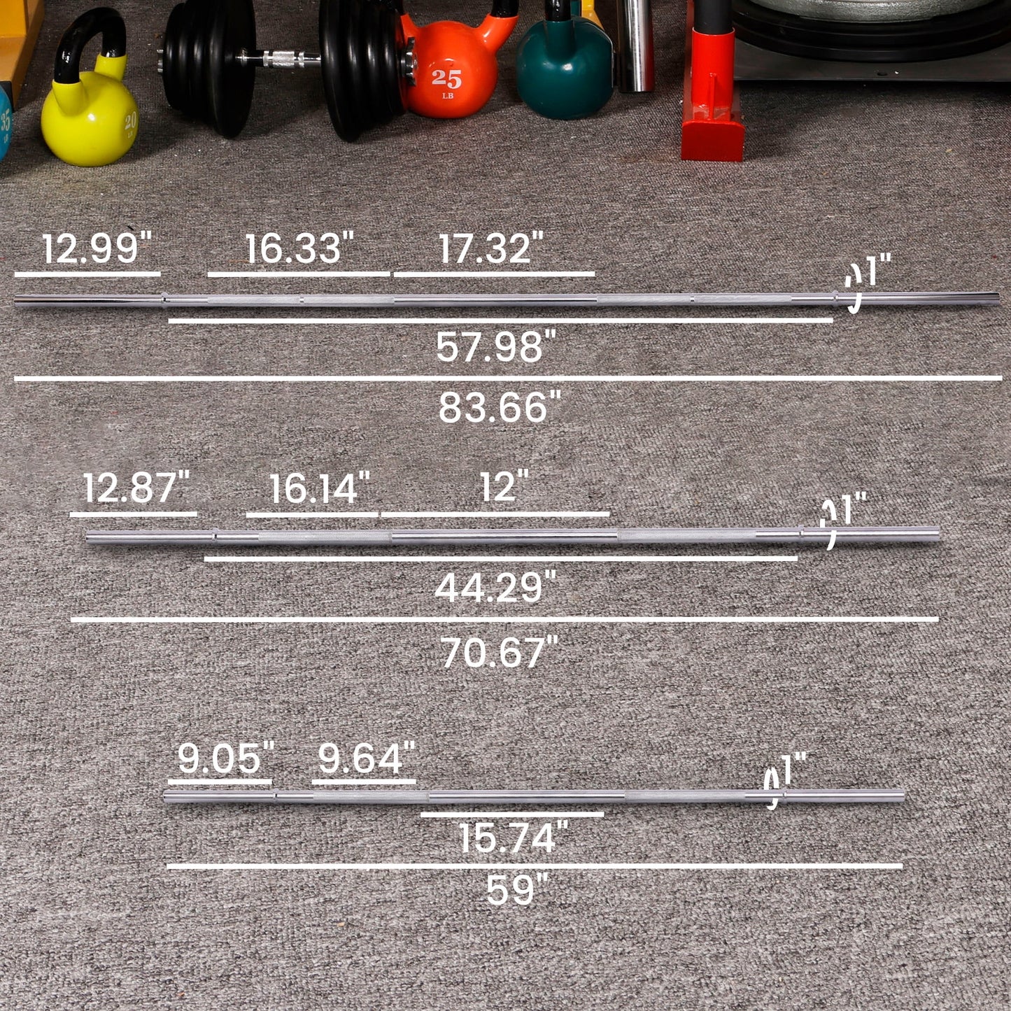 Standard Weightlifting Barbell,Chrome Plated Solid Steel Bar, 5FT/6FT/7FT, 300LB Capacity,With Knurled Grip , for Powerlifting, Strength Training,Home Gym Workouts,Multiple Size