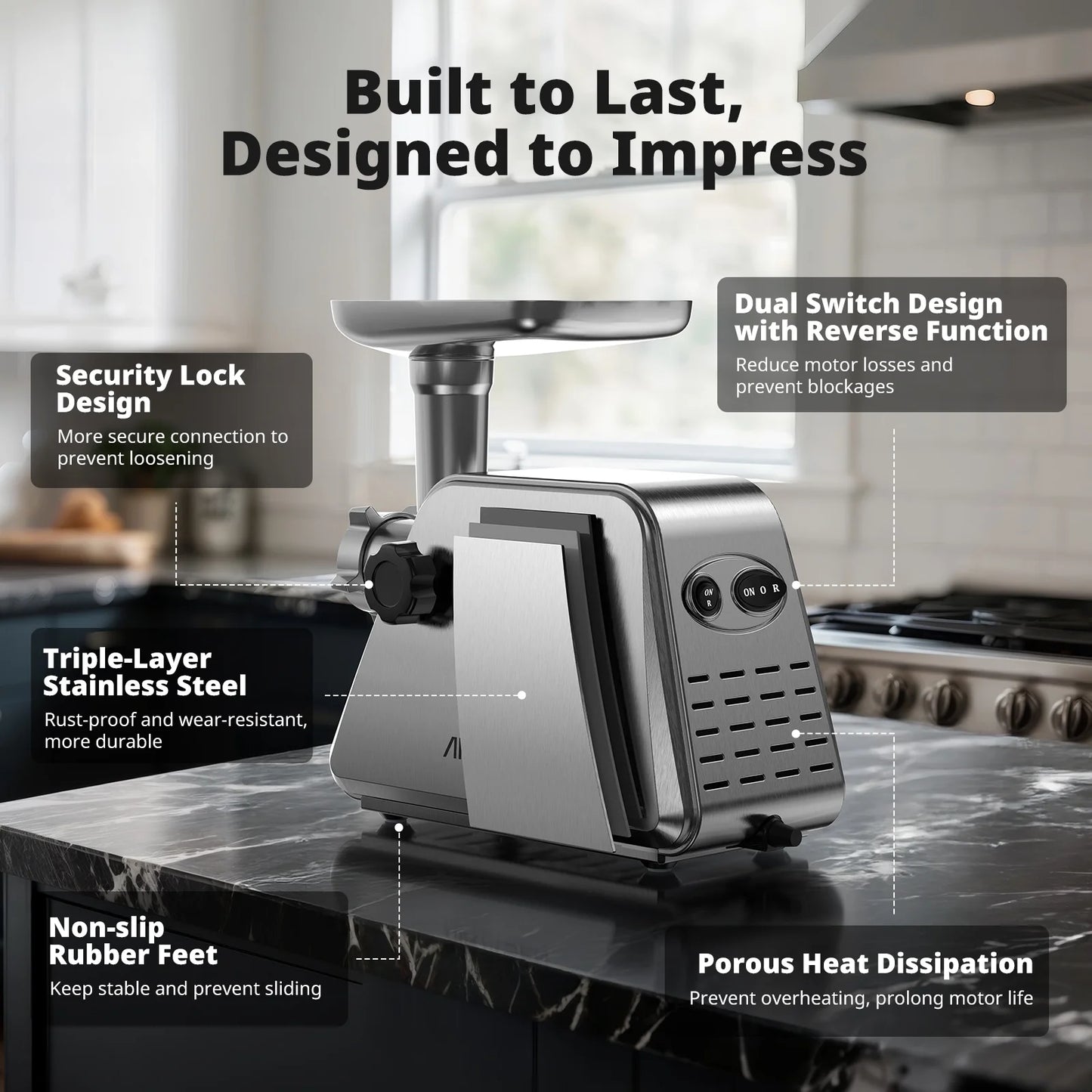 AIRMSEN Stainless Steel Meat Grinder