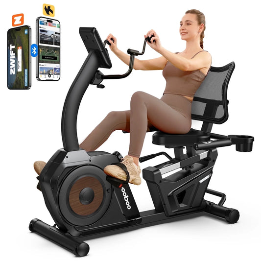 Magnetic Build-In Bluetooth Recumbent Exercise Bike with Adjustable and Comfortable Seat, Light Commercial Stationary Bike with Arm Workout for Adult/Seniors Home Exercise, 400LBS
