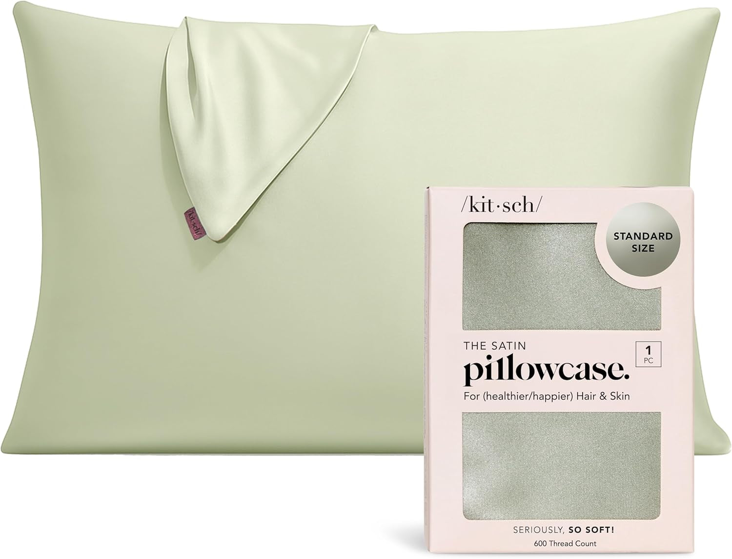 Satin Pillowcase with Zipper for Hair & Skin, Softer than Silk Pillow Cases Queen, Wrinkle-Free, Smooth and Cooling Satin Pillow Covers, Standard Size 19"X26" - Sage