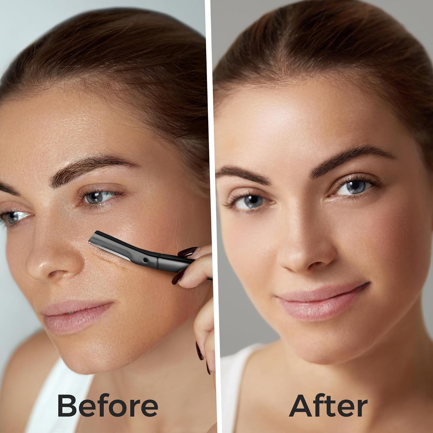 Dermaplaning Tool for Face with 11 Refill Blades, Dermaplane Razor for Women and Men, Face Razor with Precision Silicone Cover, Eyebrow Razor, Facial Razor, Reusable Metal Handle - Matte Black