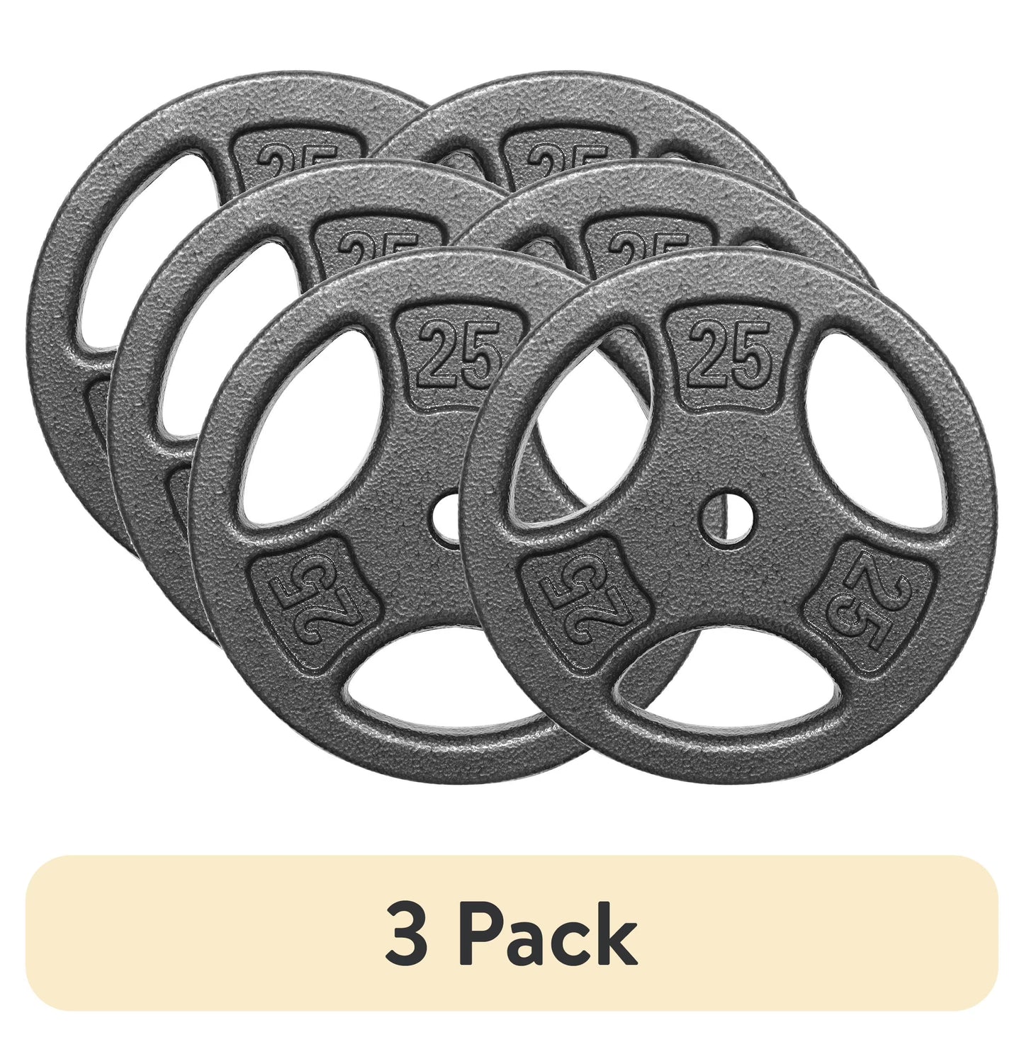(3 Pack)  50LB Cast Iron Standard Weight Plate Set, 2X25Lb,1-Inch Holes Fit Standard Sized Bar