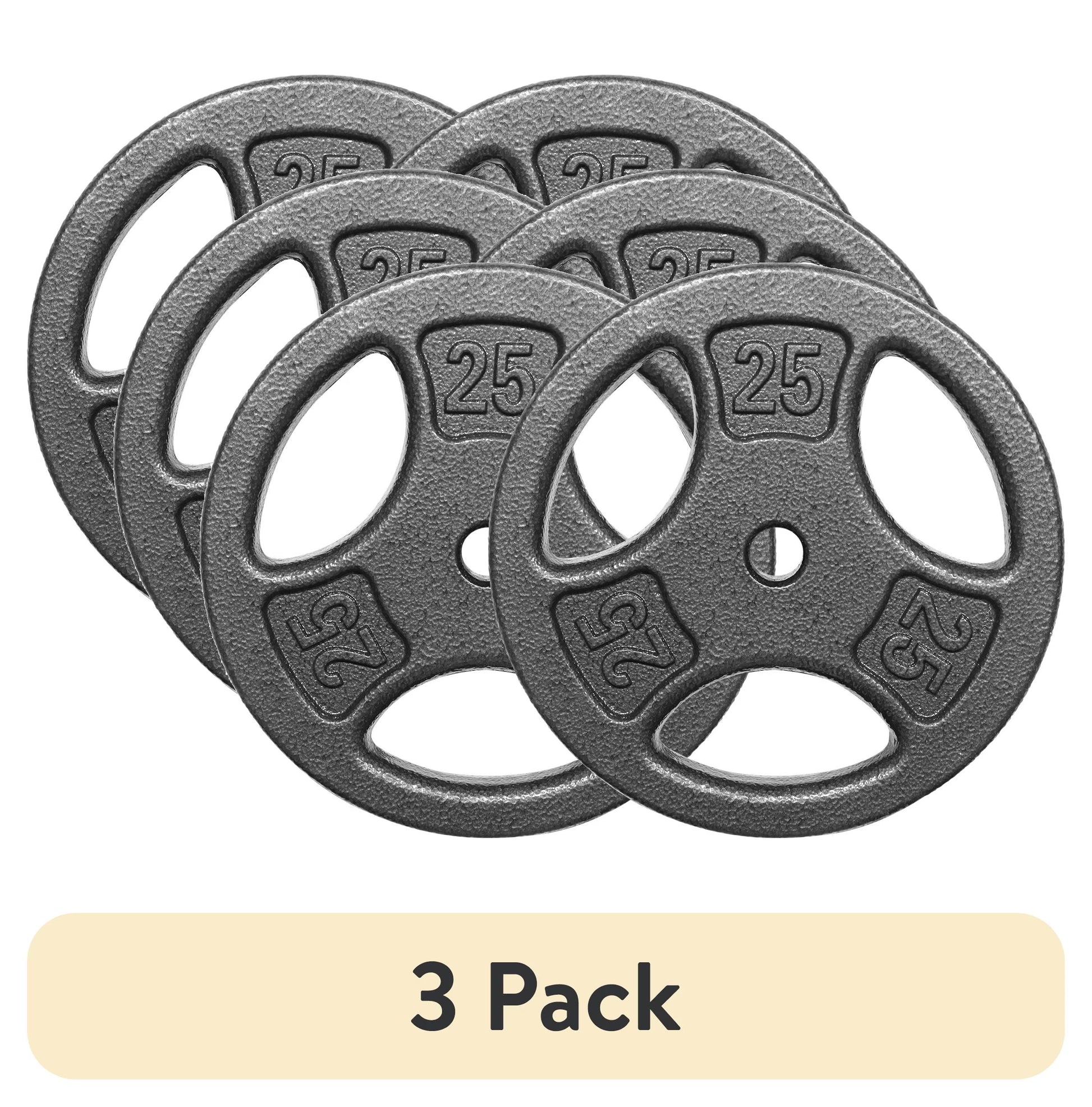(3 Pack)  50LB Cast Iron Standard Weight Plate Set, 2X25Lb,1-Inch Holes Fit Standard Sized Bar