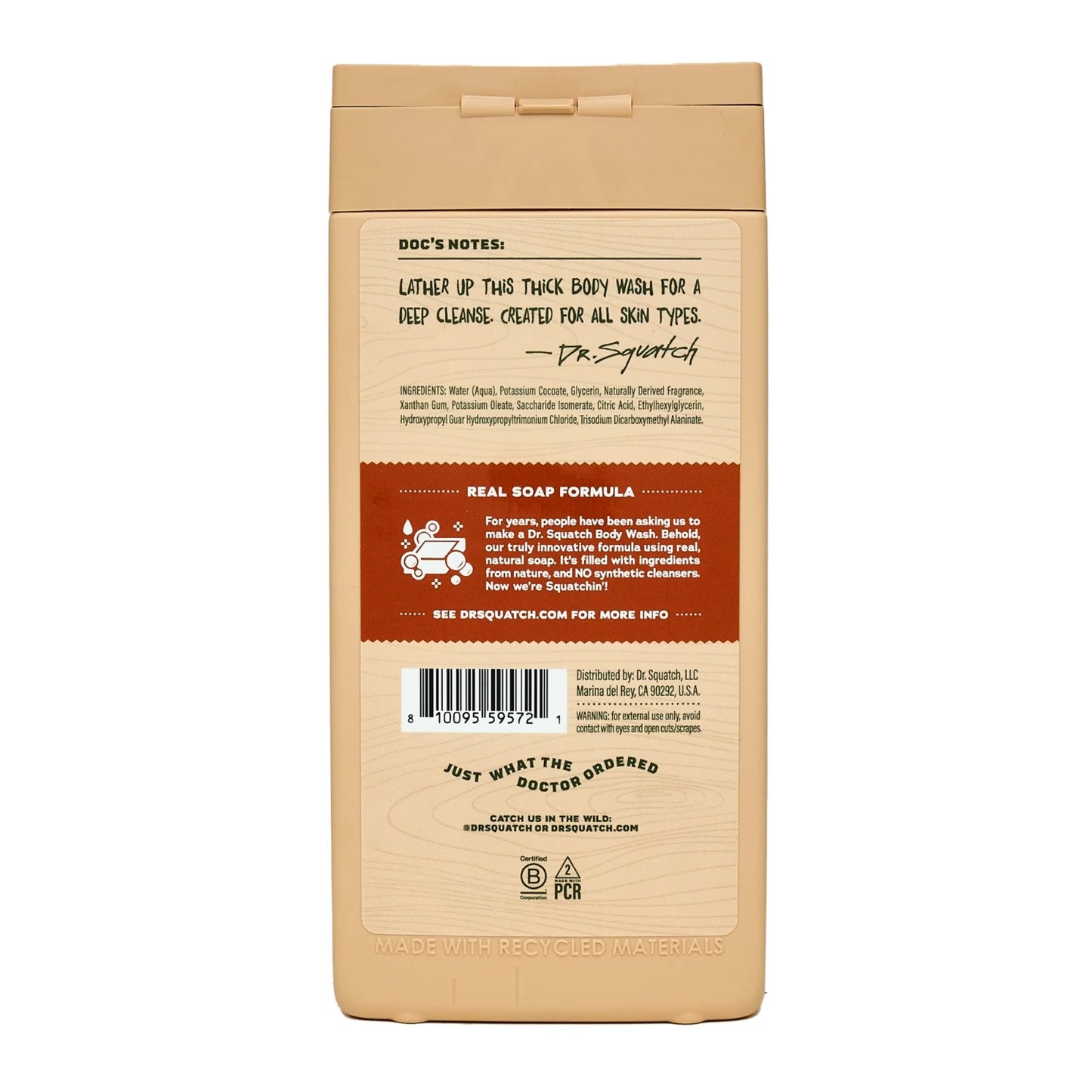 Wood Barrel Bourbon Natural Body Wash for Men, 14 Fl Oz