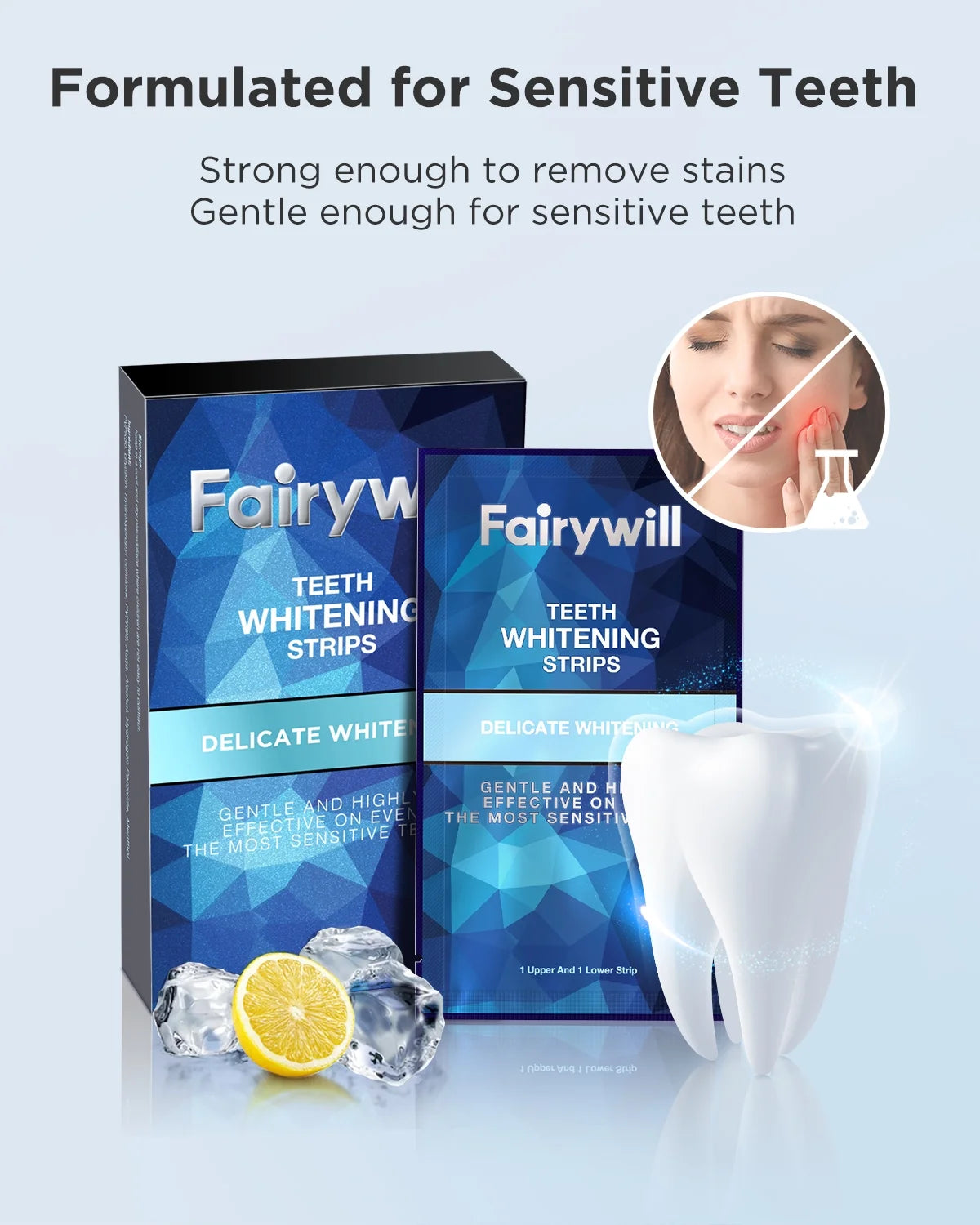 Portable Teeth Whitening Kit, 28 Strips for Sensitive Teeth Non-Slip Whiter Gentle and Safe, Available 14 Delicate Whiten Treatments Removes Stains