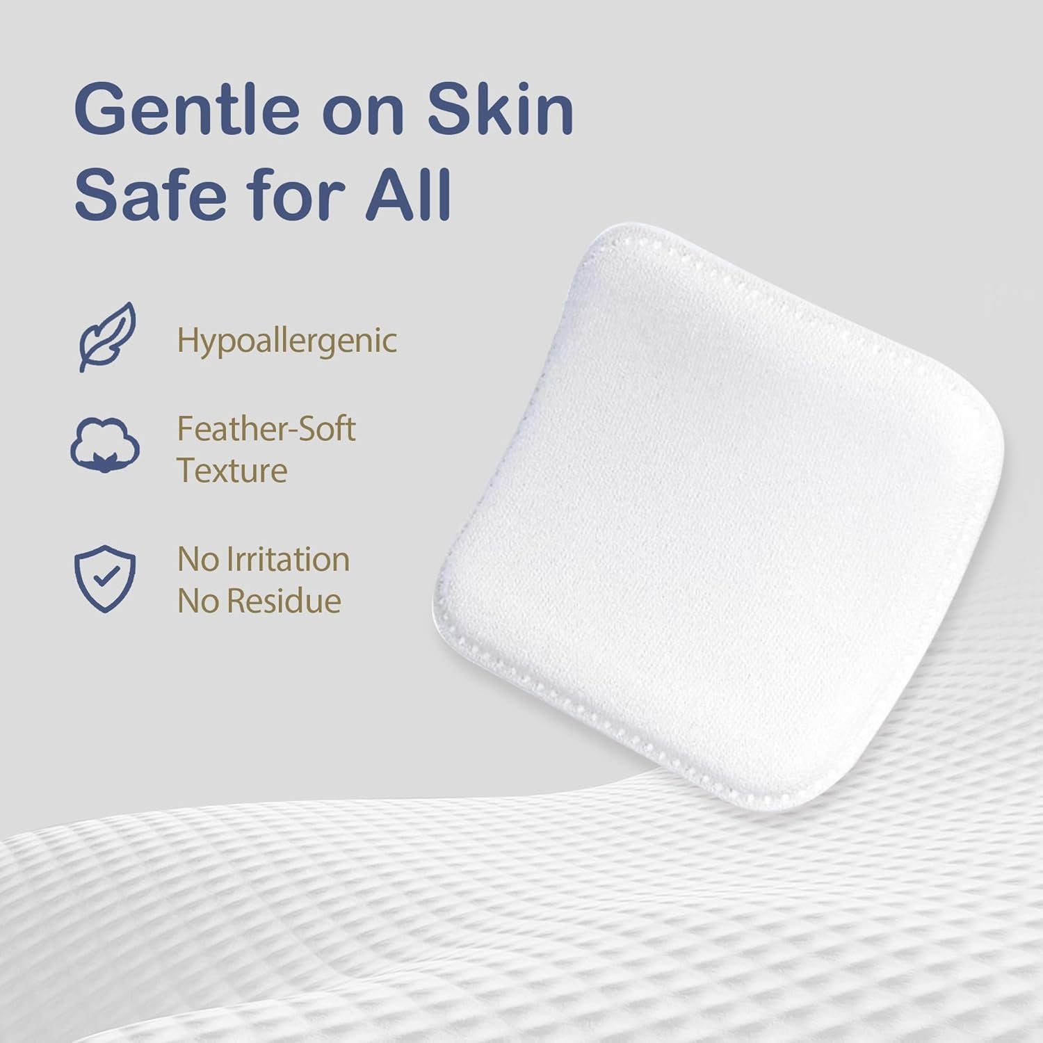 Large Cotton Pads for Makeup Removal, Soft & Lint-Free Face Pads with Pressed Seam Design, Durable Makeup Remover Pads for Facial Cleansing on All Skin Types, 3X3 Inch, 60 Count