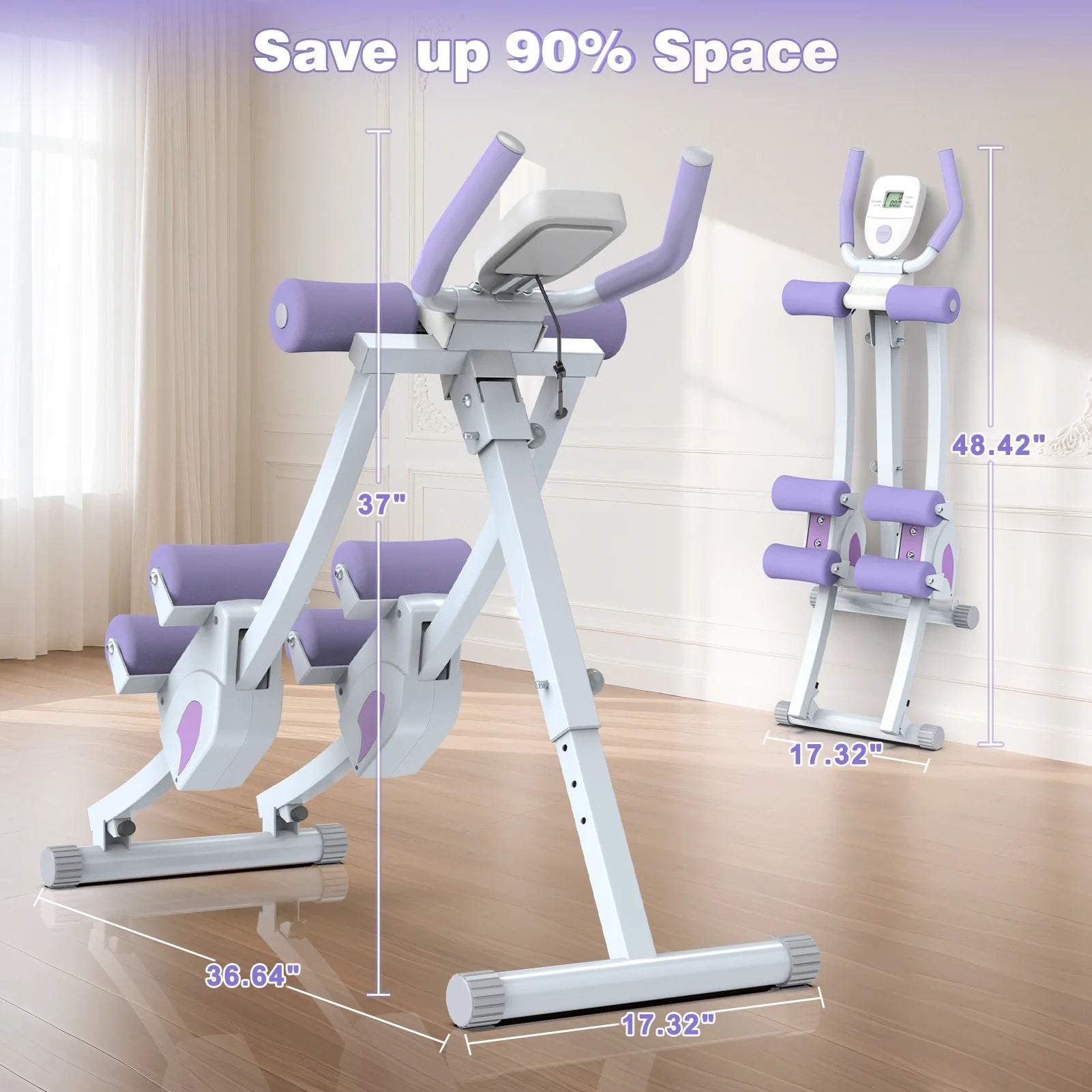 Fitness Ab Machine, 4 Adjustable Resistance Levels Ab Workout Equipment for Home Gym, Height Adjustable Ab Trainer, Foldable Fitness Equipment.440Lbs Weight Capacity
