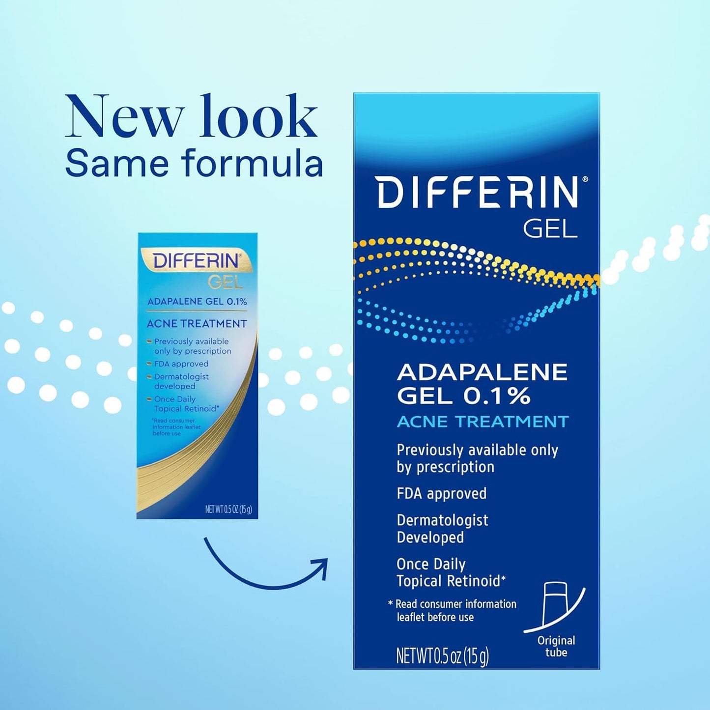 Acne Treatment Gel, 30 Day Supply, Retinoid Treatment for Face with 0.1% Adapalene, Gentle Skin Care for Acne Prone Sensitive Skin, 15G Tube (Packaging May Vary)