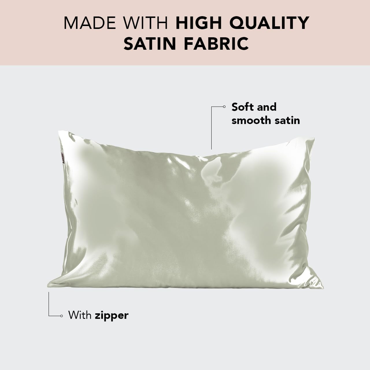 Satin Pillowcase with Zipper for Hair & Skin, Softer than Silk Pillow Cases Queen, Wrinkle-Free, Smooth and Cooling Satin Pillow Covers, Standard Size 19"X26" - Sage