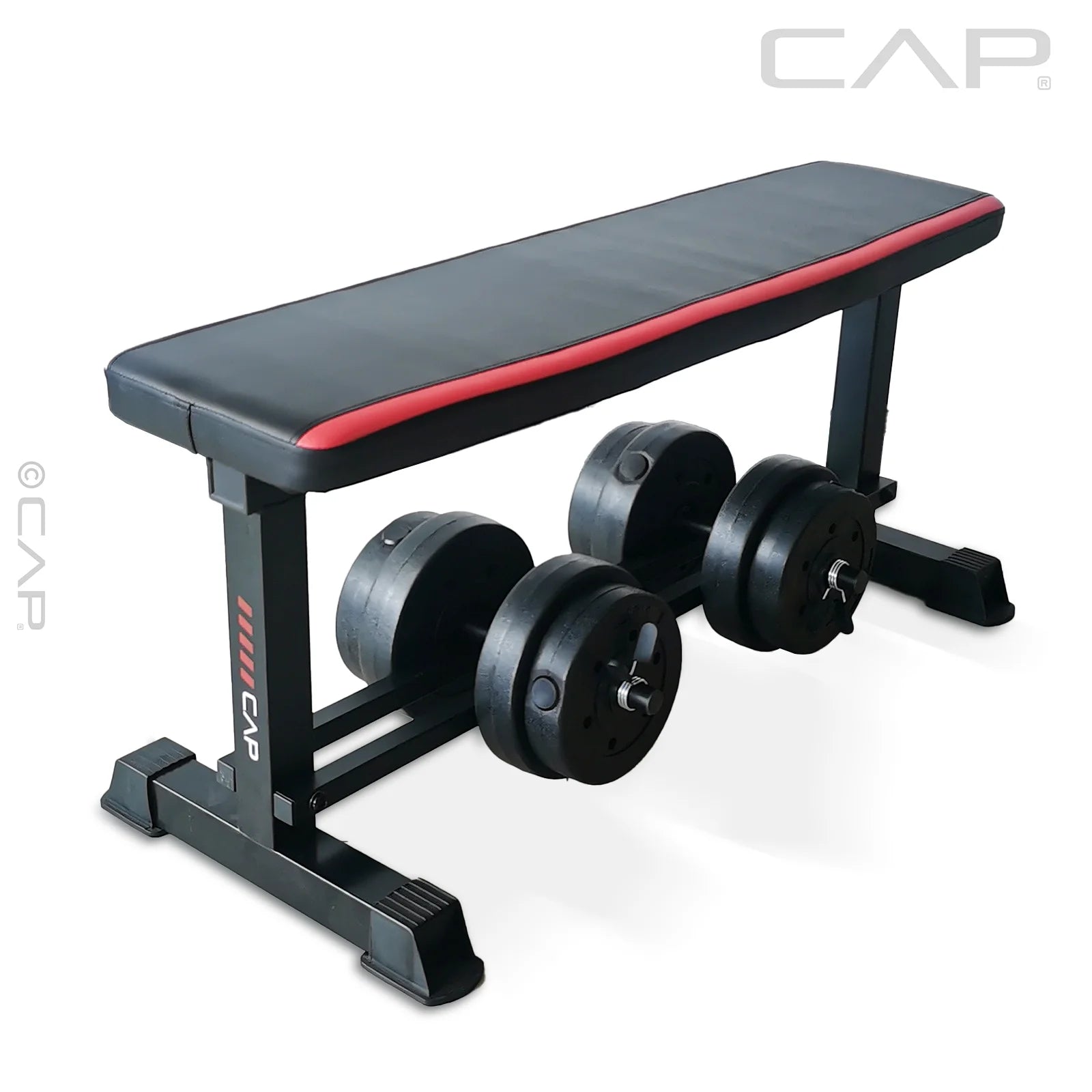 Flat Weight Bench & 50 Lb Adjustable Vinyl Dumbbell Set Combo