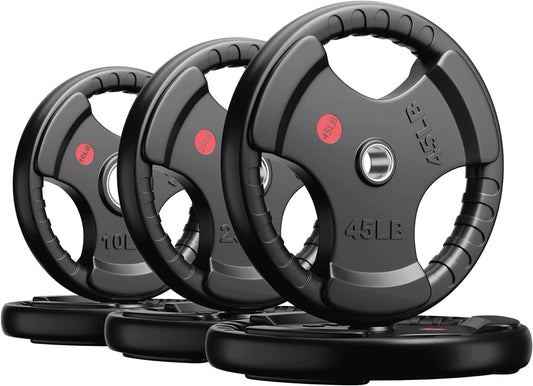 160Lbs Weight Plates 2 Inch Rubber Coated Olympic Weight Plate for Strength Training & Weightlifting in Home Gym, Solid Cast Iron Bumper Plates for Barbell