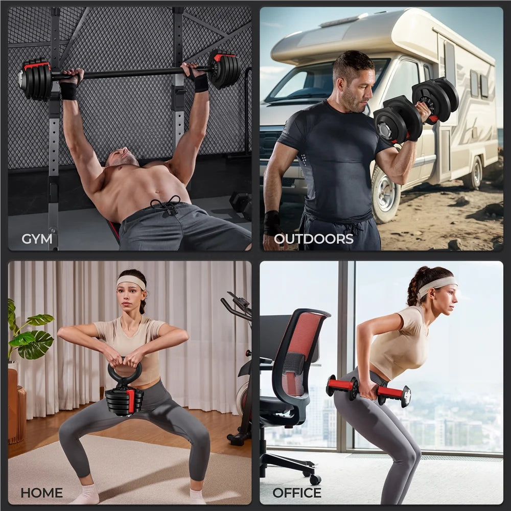 40Lbs Adjustable Dumbbell Weight Set with Anti-Slip Handle, Black