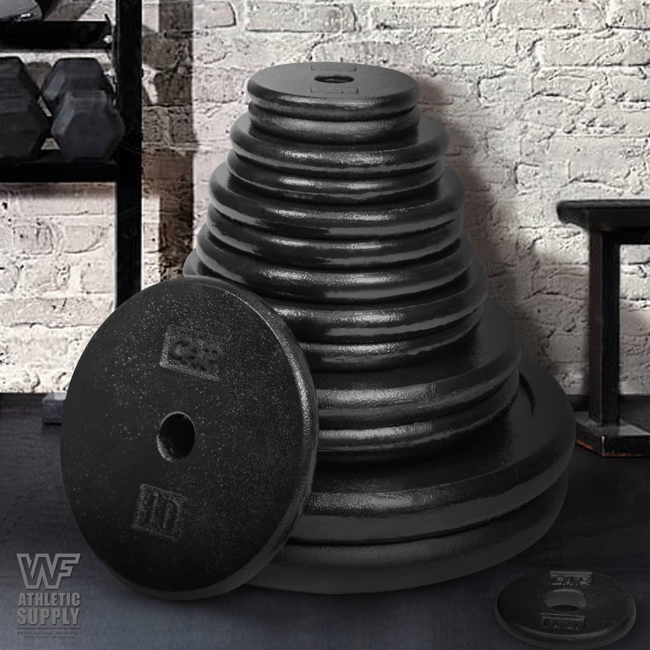 Black Standard Solid Cast Iron Weight Plates 1-Inch Center Hole for Standard Barbell & Dumbbell Handles Size Available in 1.25/2.5/5/7.5/10/12.5/25 & 50 LB Multiple Options