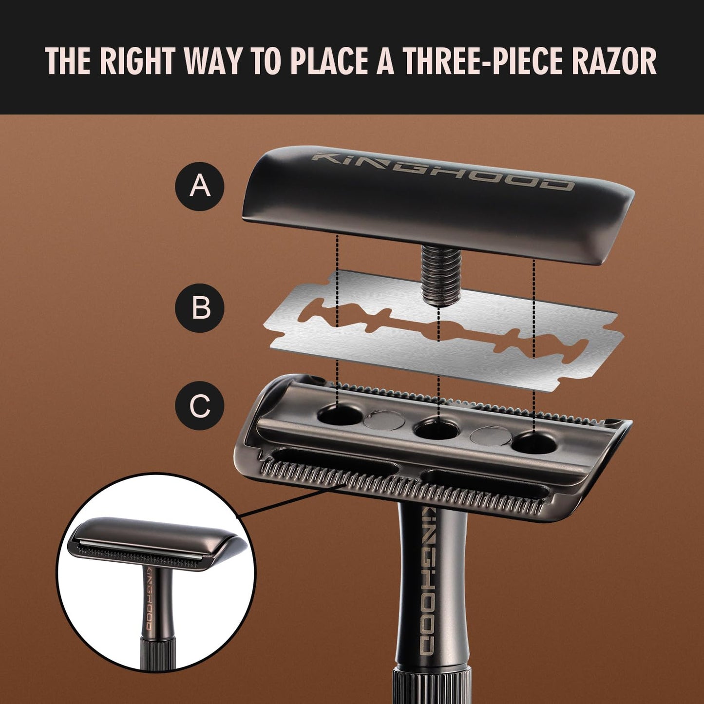 Brass Safety Razor with 10 Blades,One Blade Razor Reusable Razor Eco-Friendly Razor Long Handle & Weighted Razor,Double Edge Razor Single Blade Razor for Sensitive Skin