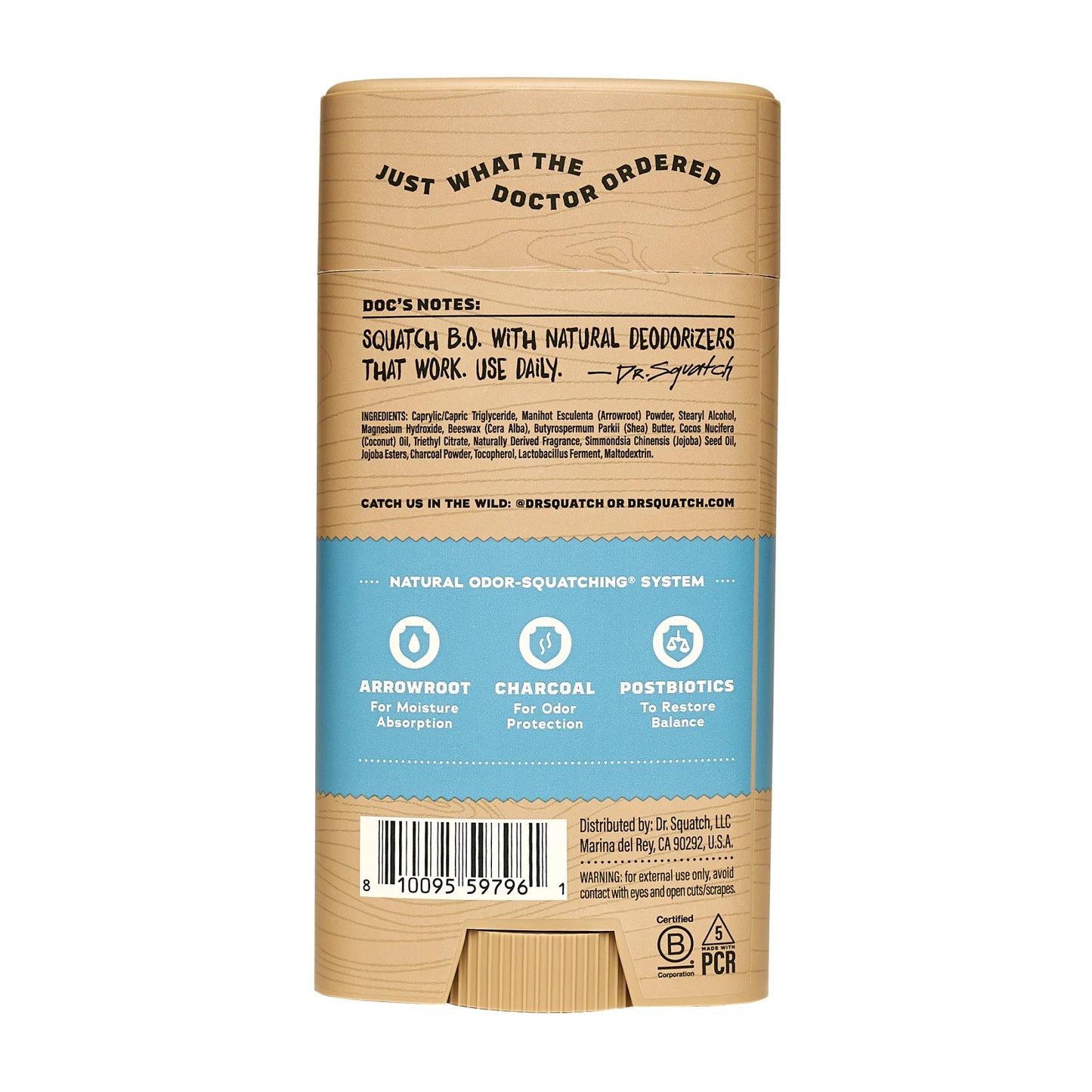 Coastal Mist Aluminum Free Natural Deodorant Stick for Men, 2.65 Oz