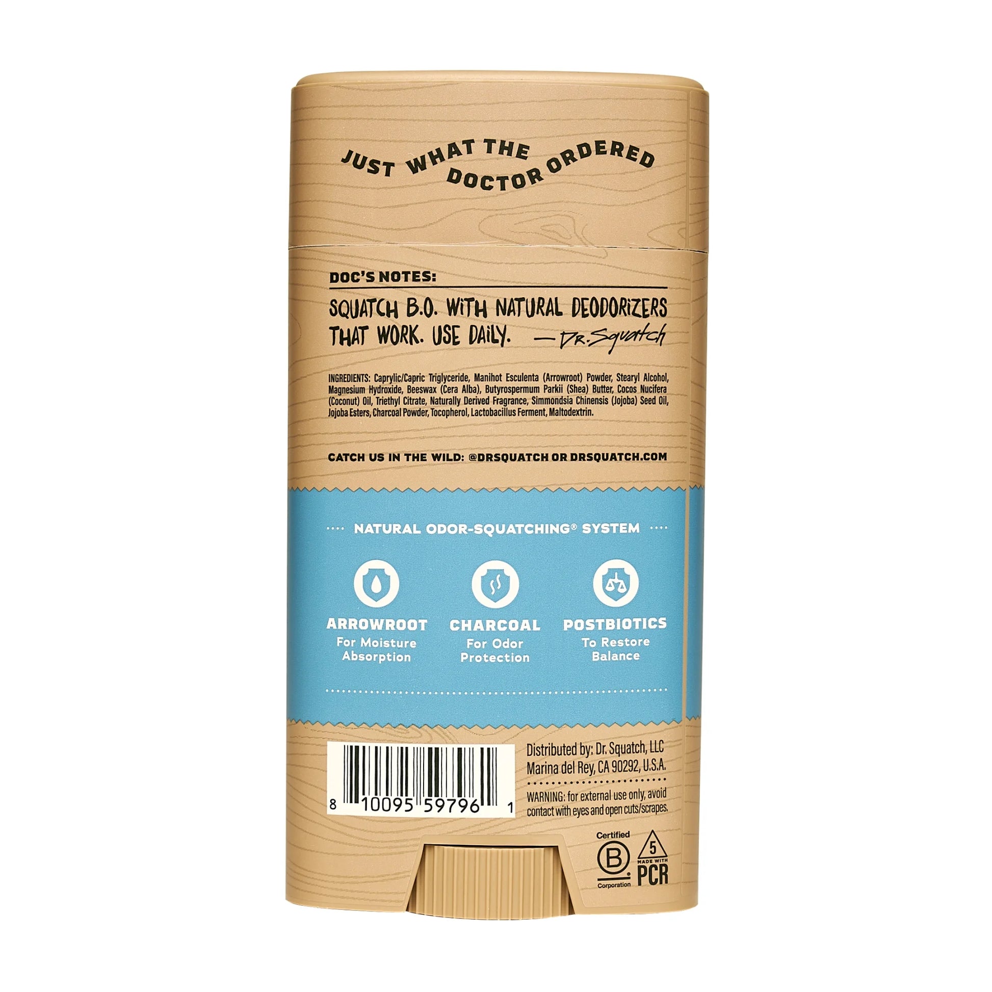 Coastal Mist Aluminum Free Natural Deodorant Stick for Men, 2.65 Oz