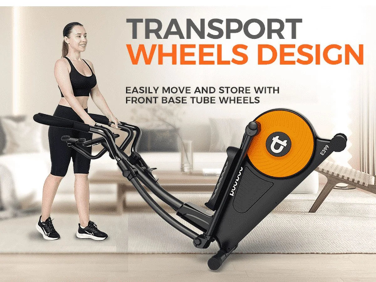 Build-In Bluetooth Silent Magnetic Elliptical Exercise Bike for Home Elliptical Training Machines 450Lbs Nearlly Fully Assembled with 17 Stride Length