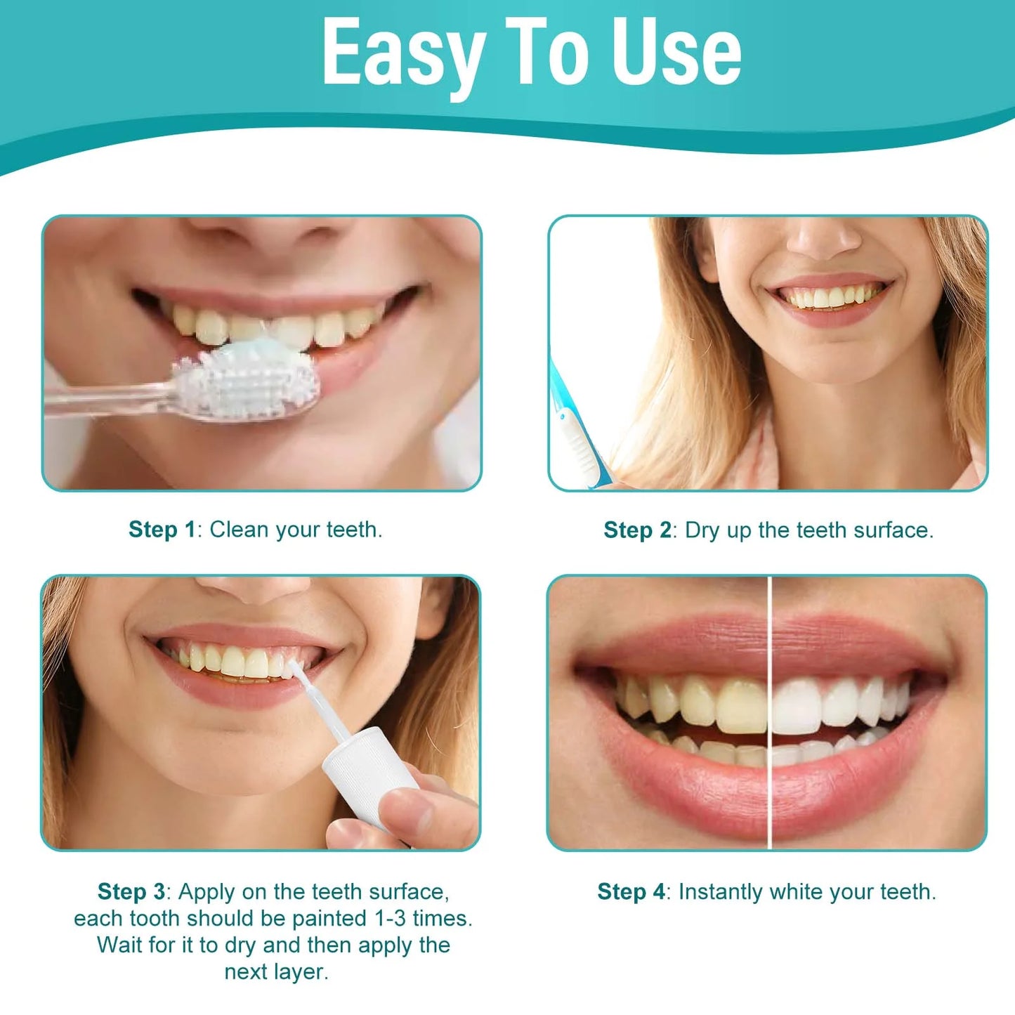 Instant Teeth Whitening, Tooth White for Stain Removing from Coffee Wine Tea, Instantly Improve Teeth Brightenes