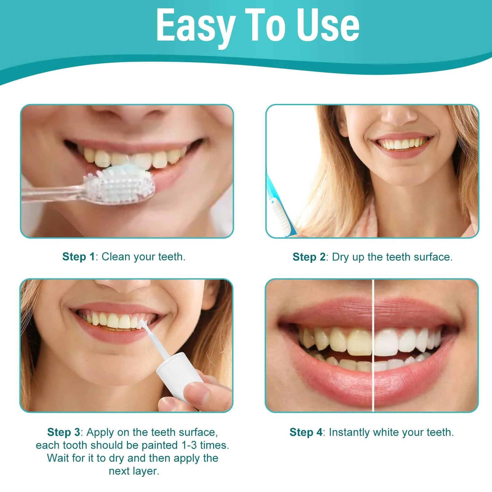 Instant Teeth Whitening, Tooth White for Stain Removing from Coffee Wine Tea, Instantly Improve Teeth Brightenes
