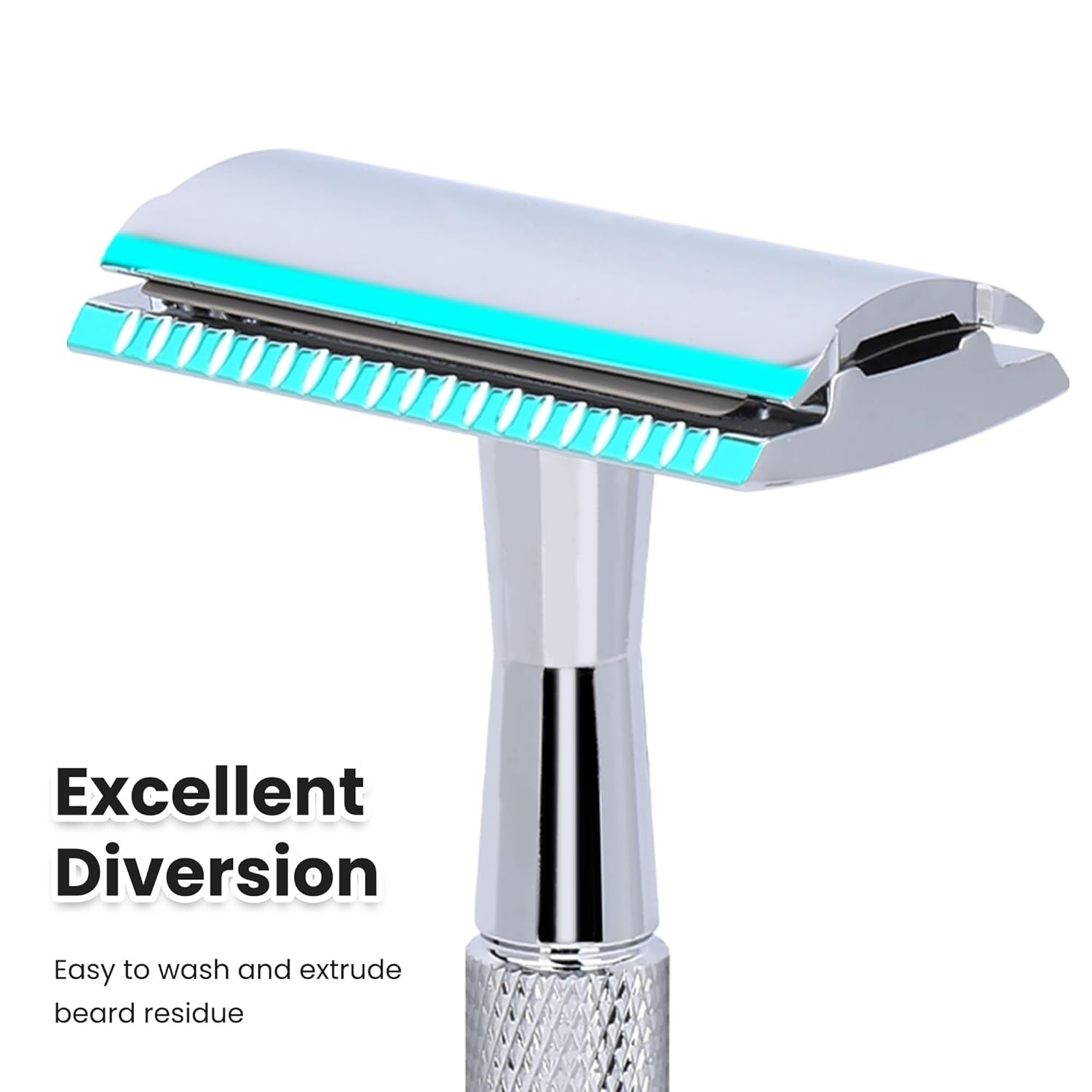 Double Edge Safety Razor with 10 Premium Stainless Steel Reusable Single Blade Razors for Men and Women, Smooth Wet Shave Experience, Glossy Silver