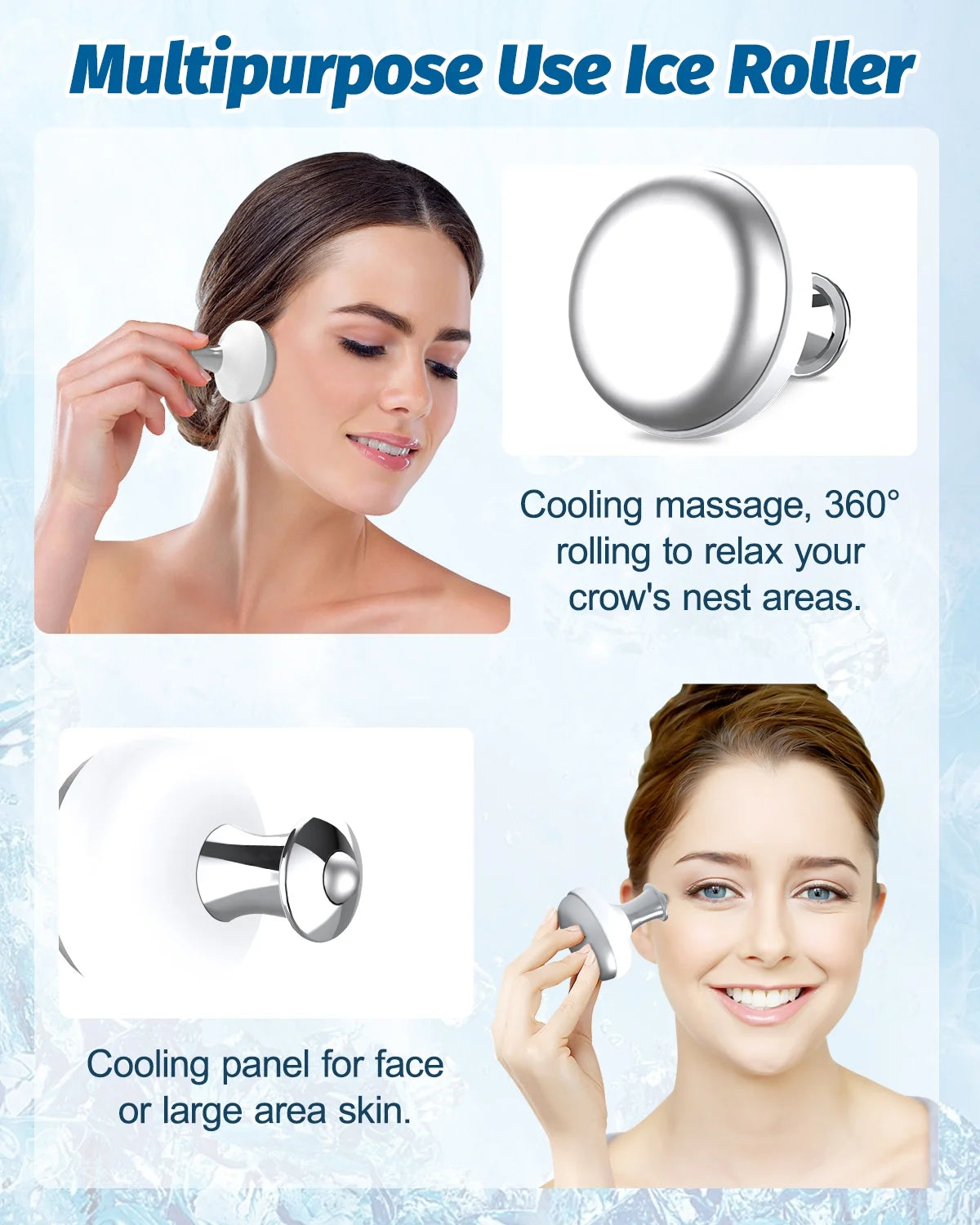 Facial Ice Roller for Face, 2 Ice Globes for Long Lasting Cold,Face&Eye Roller for Puffy Eyes and Cold Massage for Migraines,Gift for Her
