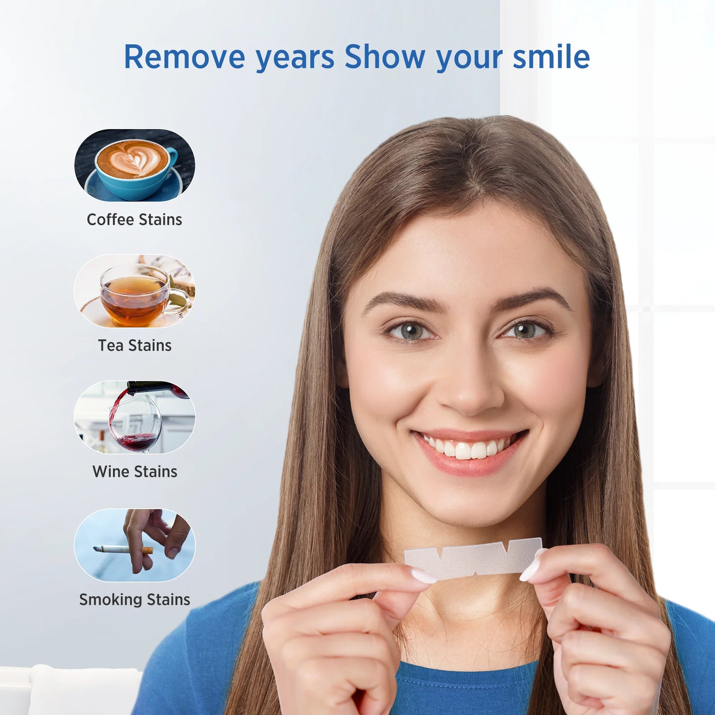 Portable Teeth Whitening Kit, 28 Strips for Sensitive Teeth Non-Slip Whiter Gentle and Safe, Available 14 Delicate Whiten Treatments Removes Stains