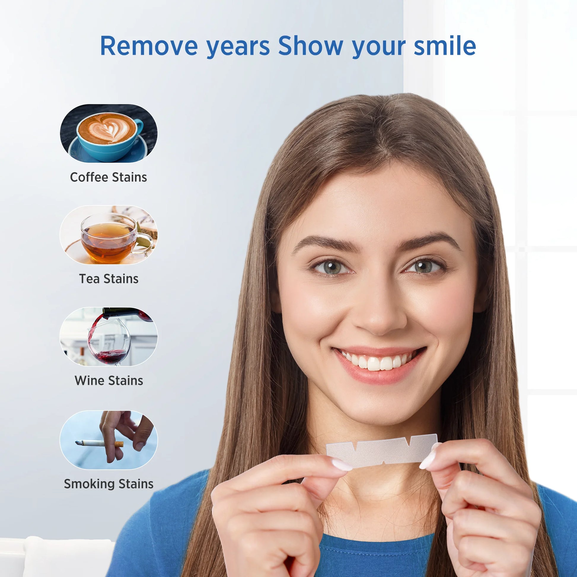 Portable Teeth Whitening Kit, 28 Strips for Sensitive Teeth Non-Slip Whiter Gentle and Safe, Available 14 Delicate Whiten Treatments Removes Stains
