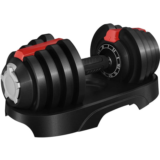 11-In-1 Adjustable Dumbbell Weight for Home Gym, Black & Red