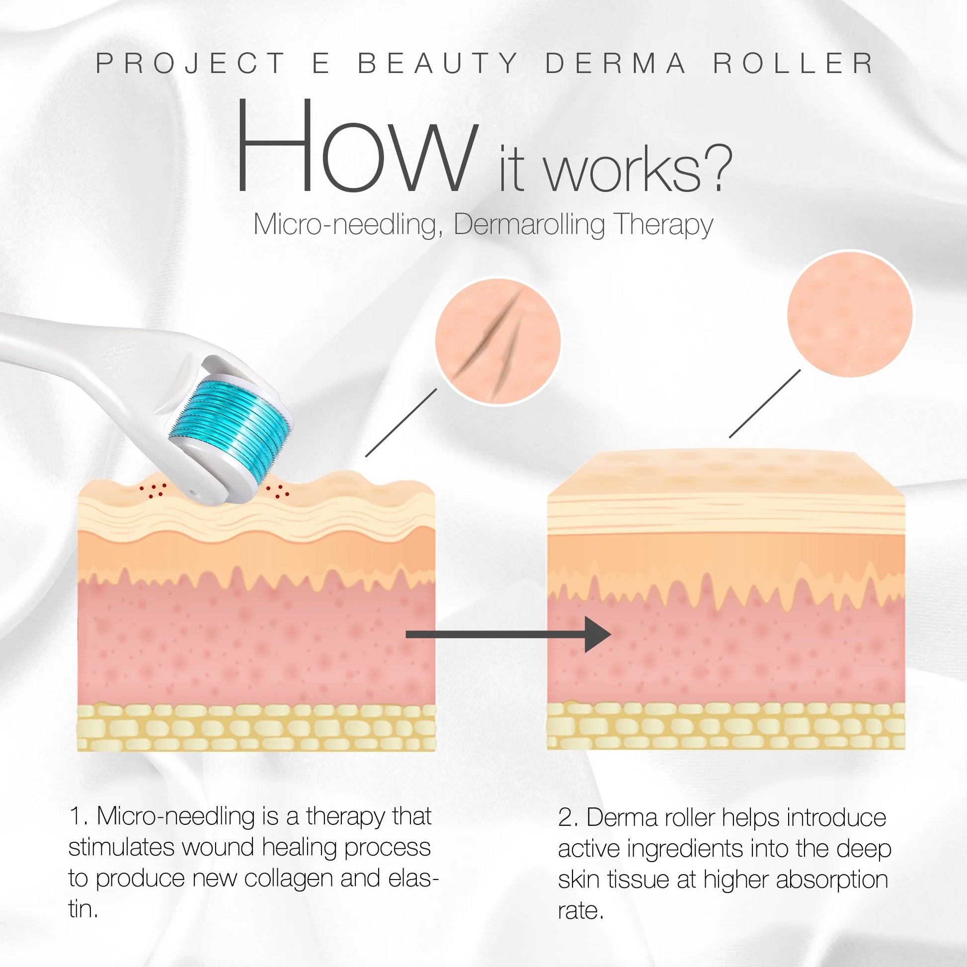 the Derma Roller | 540 Titanium Microneedle Facial Tool | for Smoother Skin