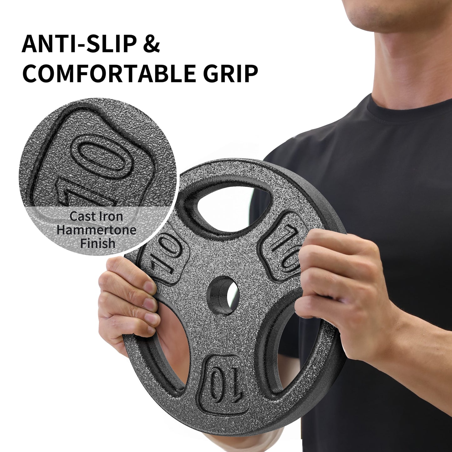 100LB Black Cast Iron Standard Weight Plate Sets, Used as Both Dumbbell and Barbell,1-Inch Holes Fit Standard Sized Bar