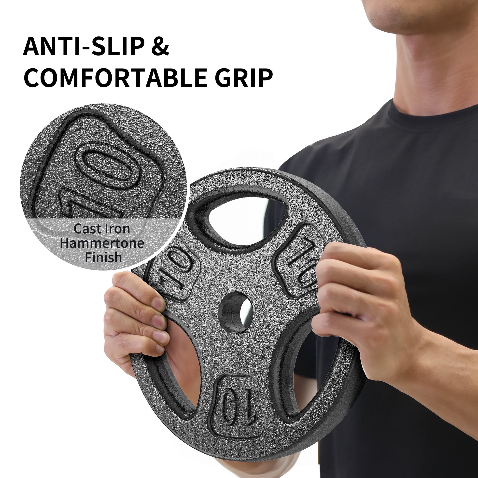 100LB Black Cast Iron Standard Weight Plate Sets, Used as Both Dumbbell and Barbell,1-Inch Holes Fit Standard Sized Bar